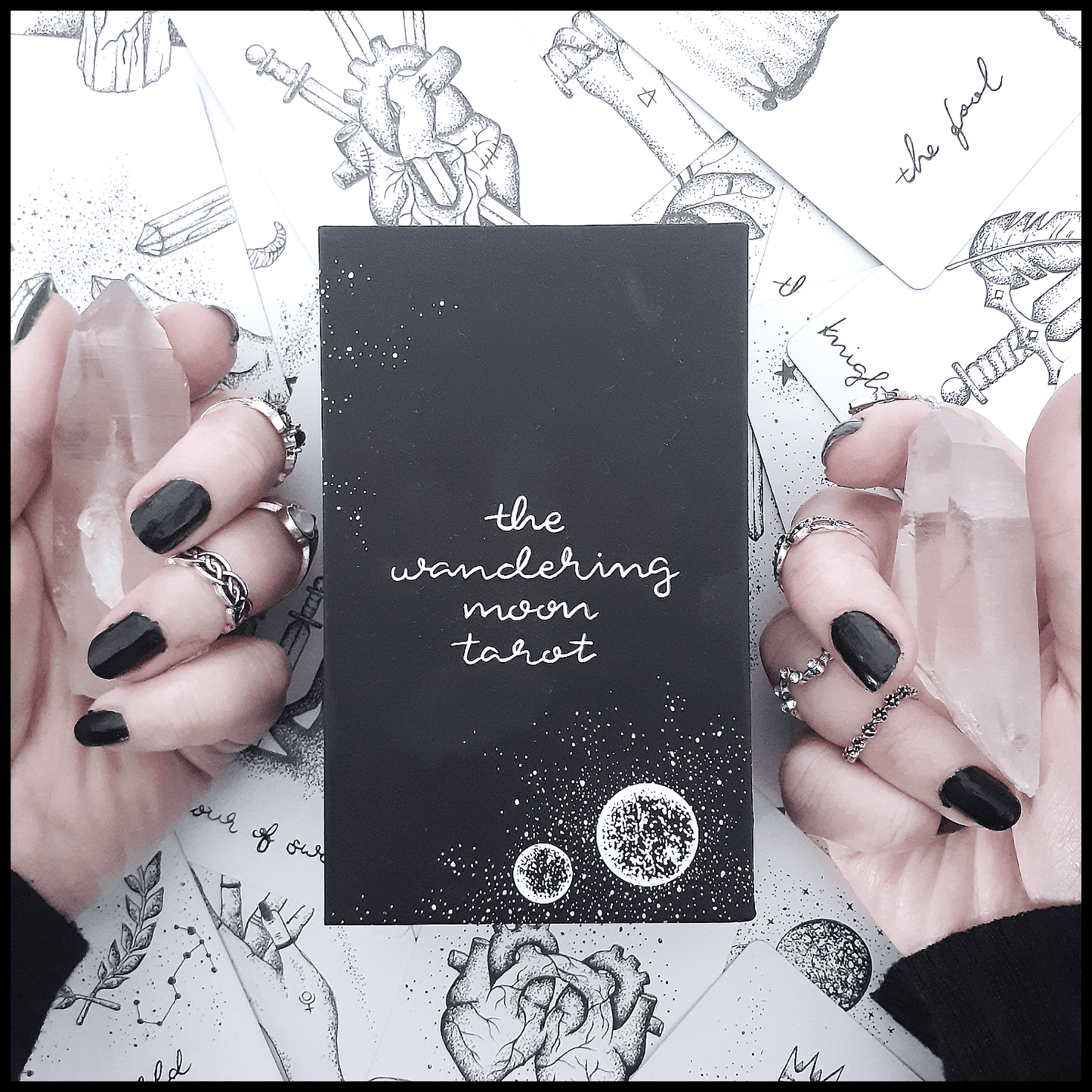 free tarot deck! Wandering Moon Tarot Deck, Celestial Tarot Cards, Crystal Tarot Card Deck, Indie Tarot Deck, Beginner Tarot Deck, Tarot Deck with Guide
