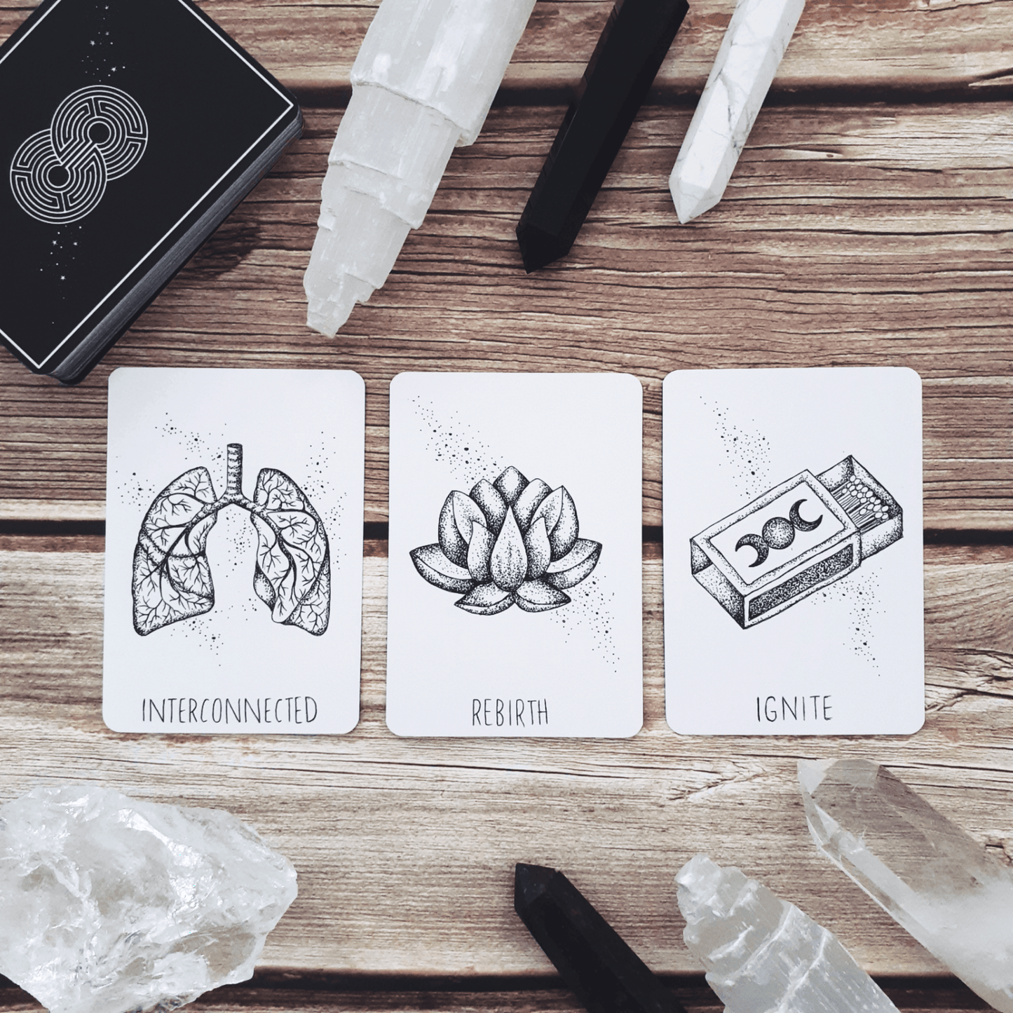 free tarot deck: wandering soul oracle, holographic illustrated aesthetic oracle cards - The Wandering Moon Co.