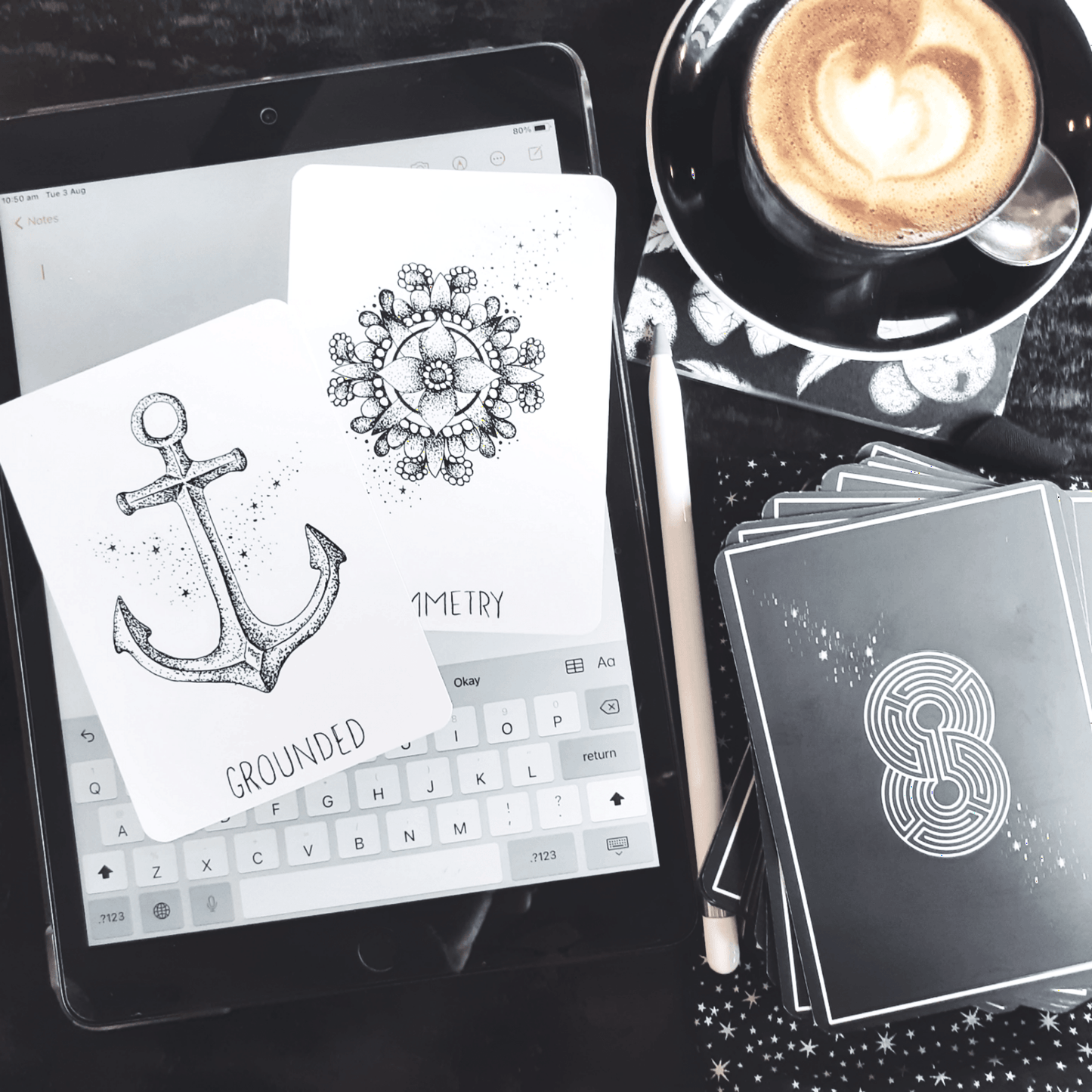 free tarot deck: wandering soul oracle, holographic illustrated aesthetic oracle cards - The Wandering Moon Co.
