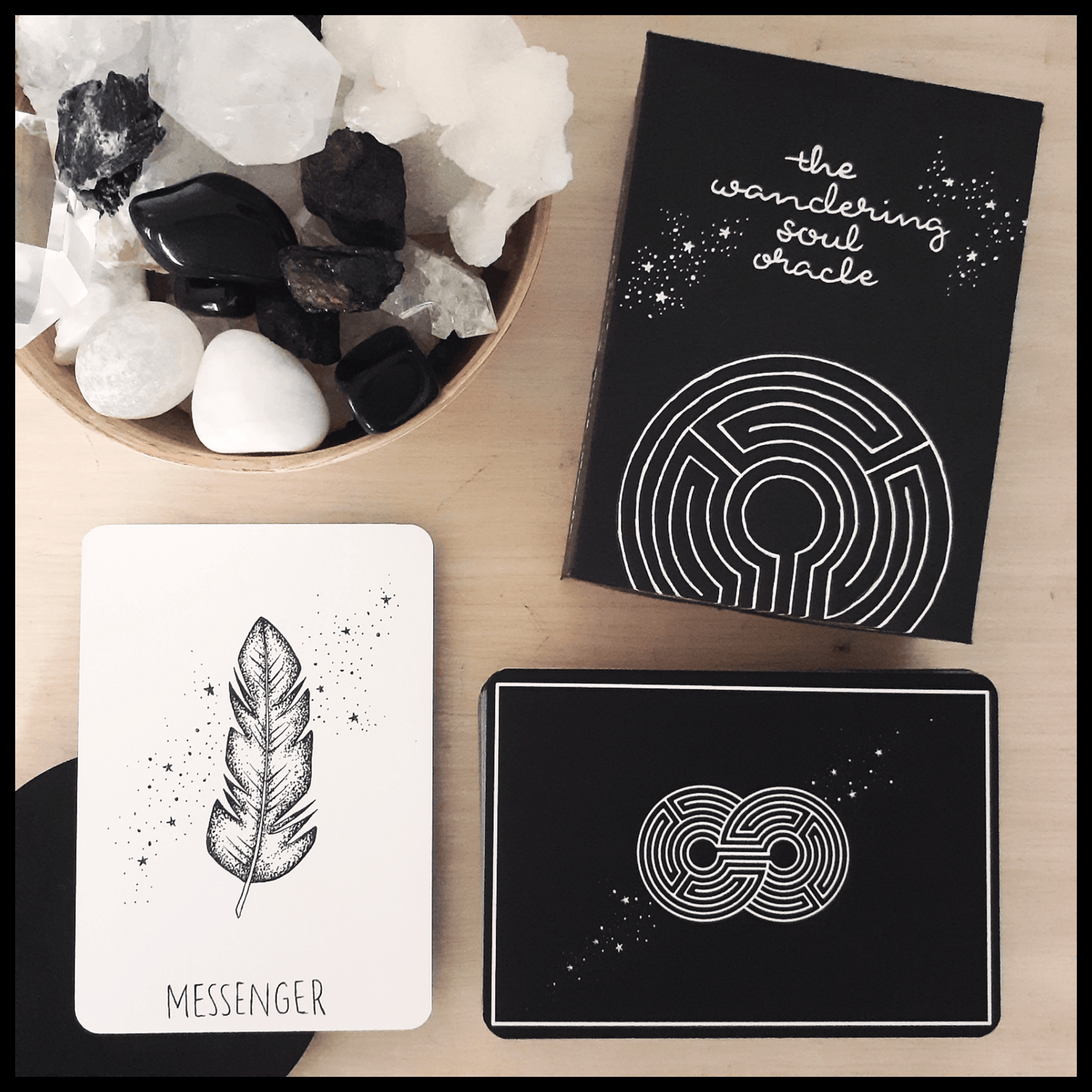 free tarot deck: wandering soul oracle, holographic illustrated aesthetic oracle cards - The Wandering Moon Co.