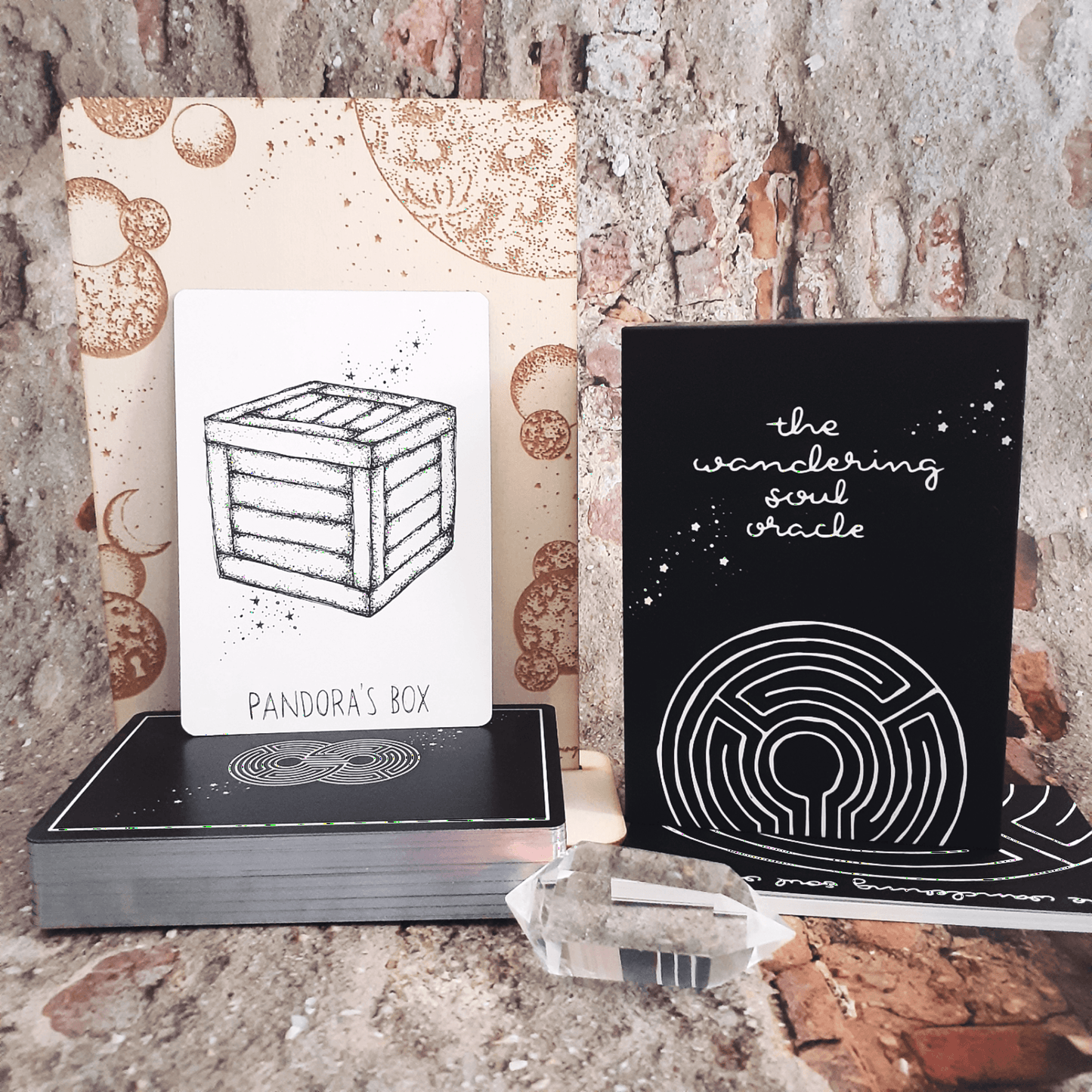free tarot deck: wandering soul oracle, holographic illustrated aesthetic oracle cards - The Wandering Moon Co.