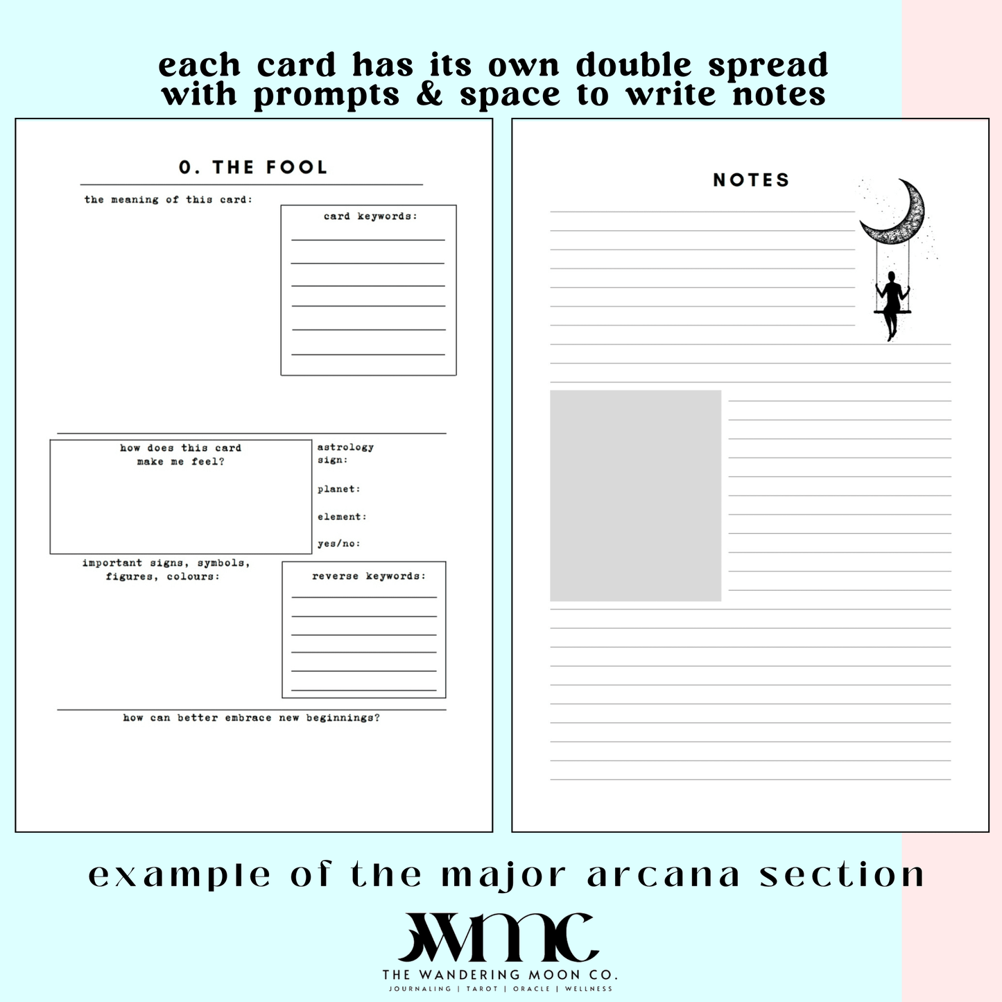 tarot booklet journal: the fool’s world - tarot guidebook with free gifts - The Wandering Moon Co.