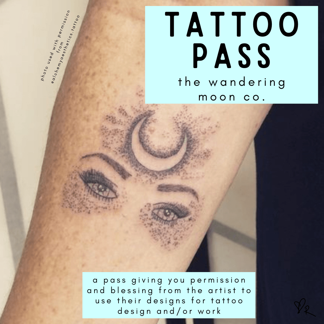 tarot card artwork tattoo pass, original art design usage permission - The Wandering Moon Co.