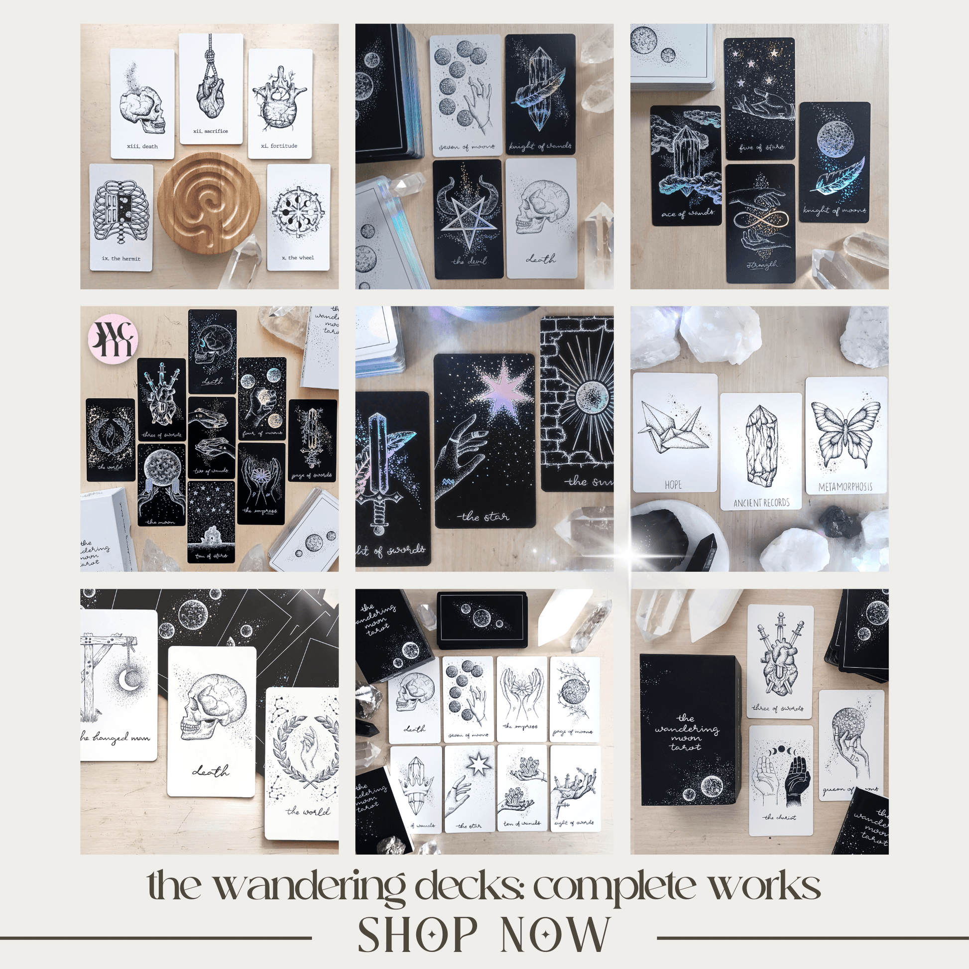 tarot card cheat sheet, printable: yes or no answers for divination - The Wandering Moon Co.