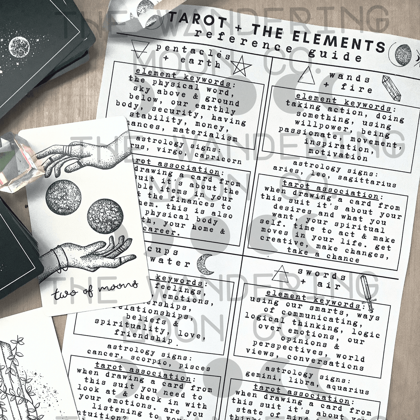 tarot card cheat sheets: set of 7 guides || bestseller bundle - The Wandering Moon Co.