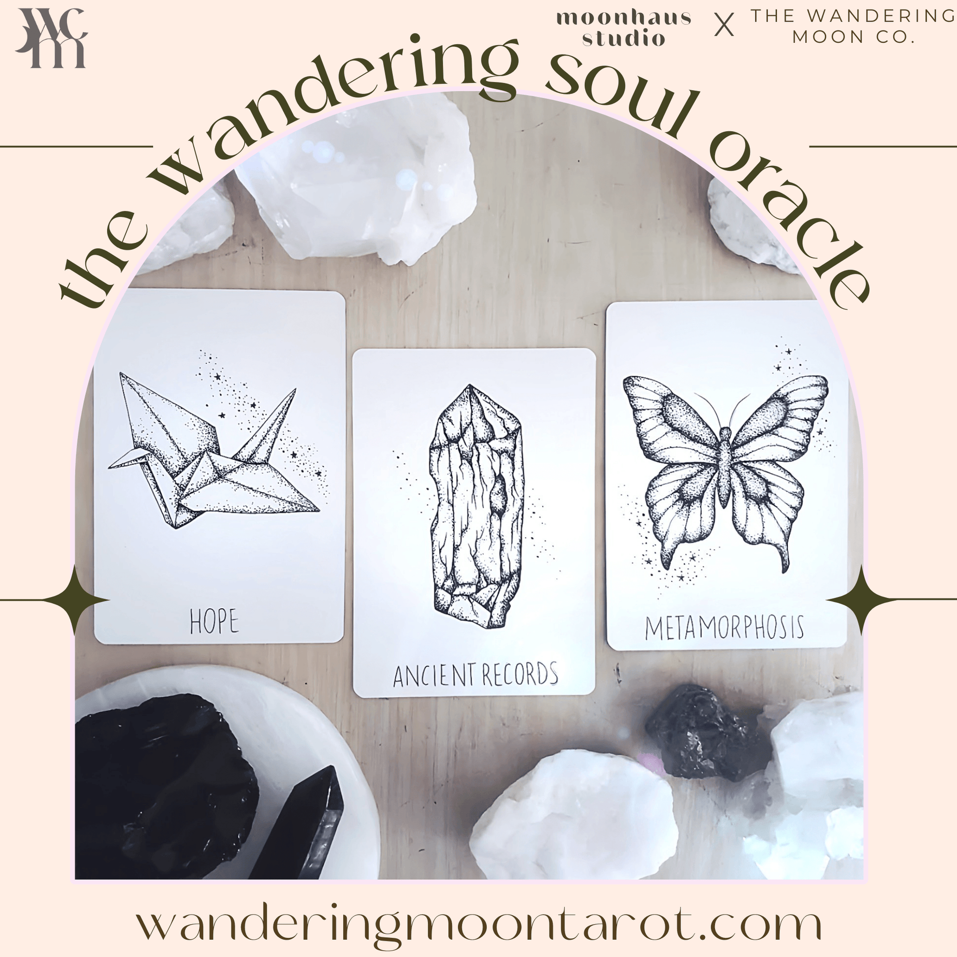 the wandering soul oracle with guidebook | indie oracle tarot card deck |oracle card reading | hand illustrated oracle cards - The Wandering Moon Co.
