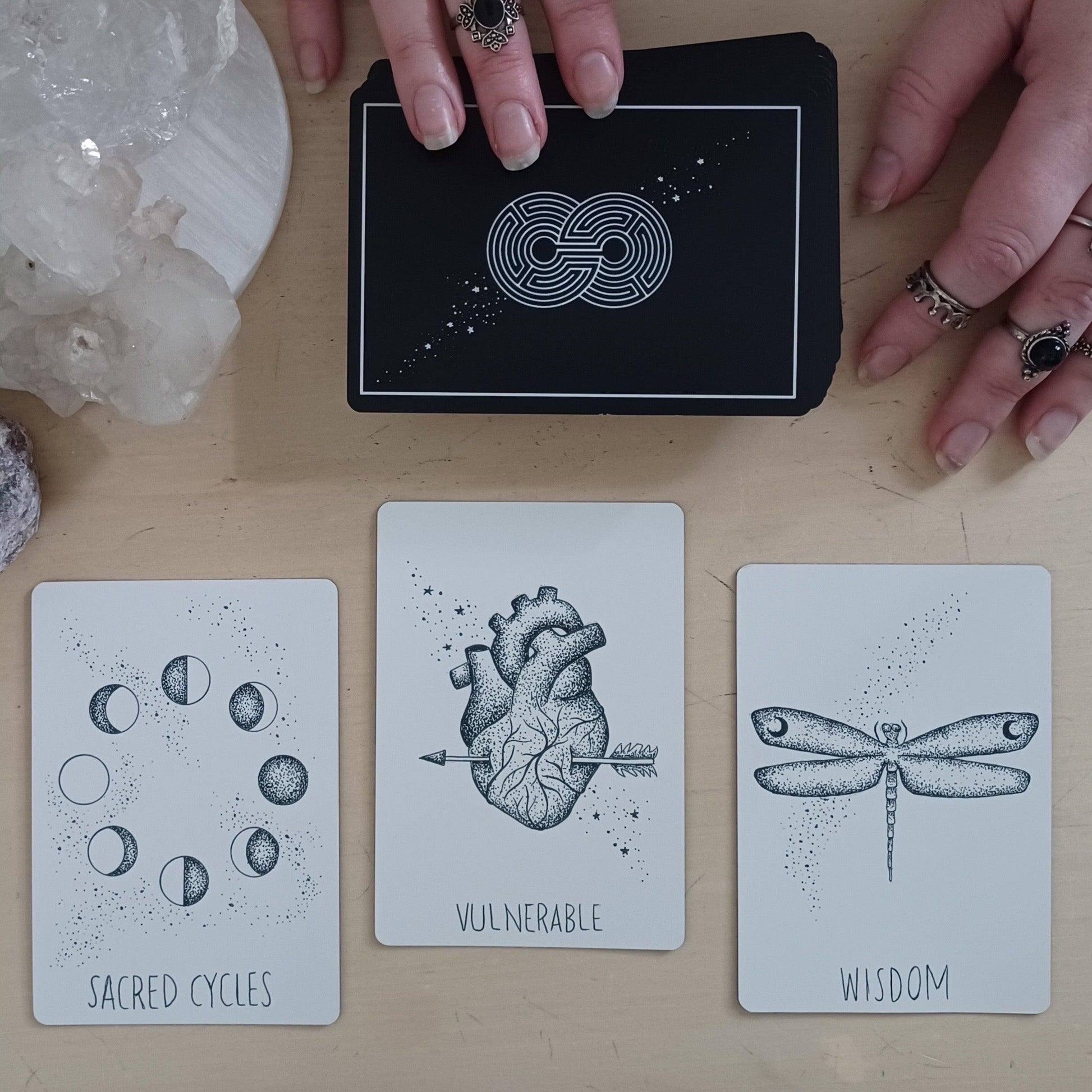 the wandering soul oracle with guidebook | indie oracle tarot card deck |oracle card reading | hand illustrated oracle cards - The Wandering Moon Co.