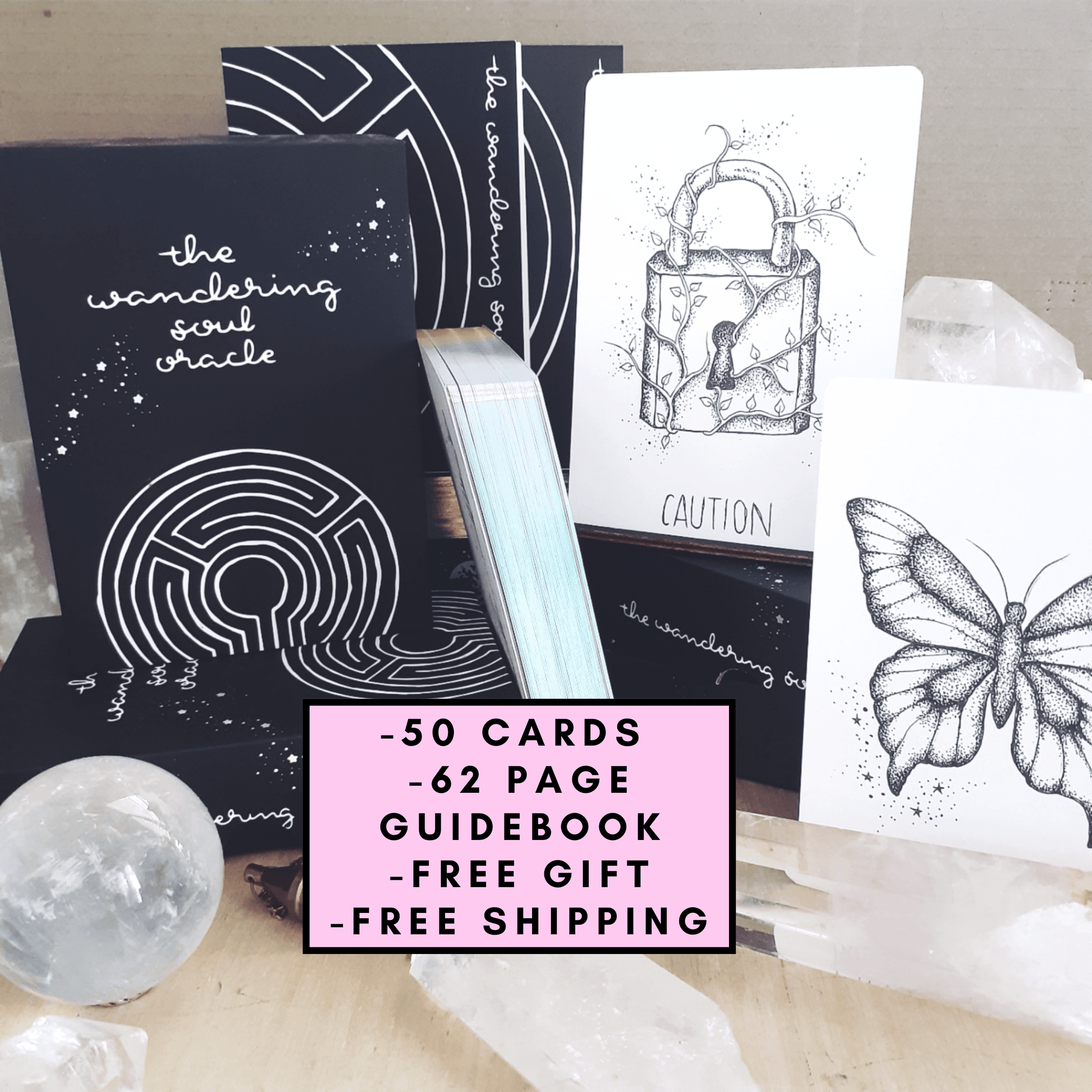 the wandering soul oracle with guidebook | indie oracle tarot card deck |oracle card reading | hand illustrated oracle cards - The Wandering Moon Co.