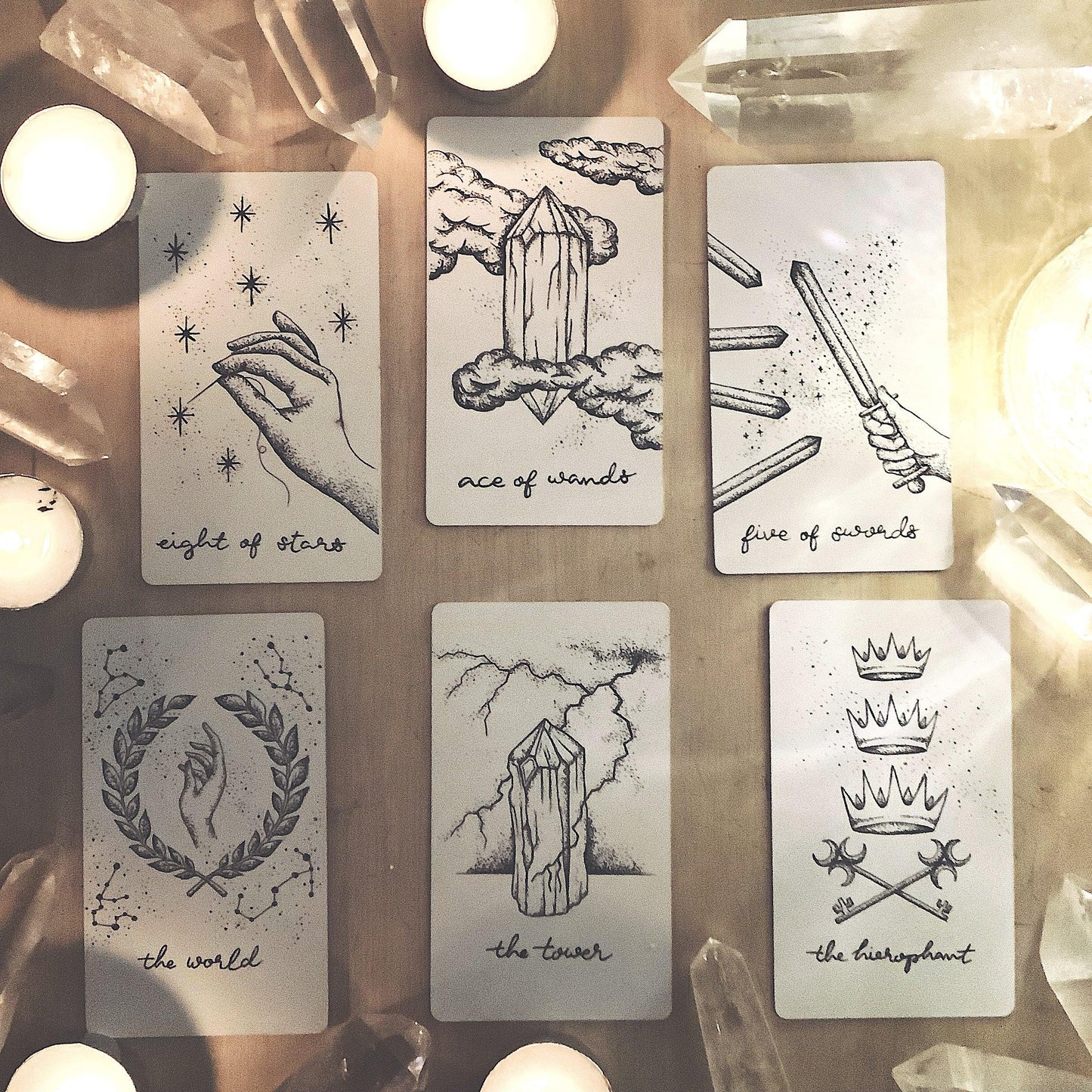 wandering moon tarot deck| holographic, hand illustrated tarot cards | indie tarot deck with guidebook | beginner tarot deck - The Wandering Moon Co.
