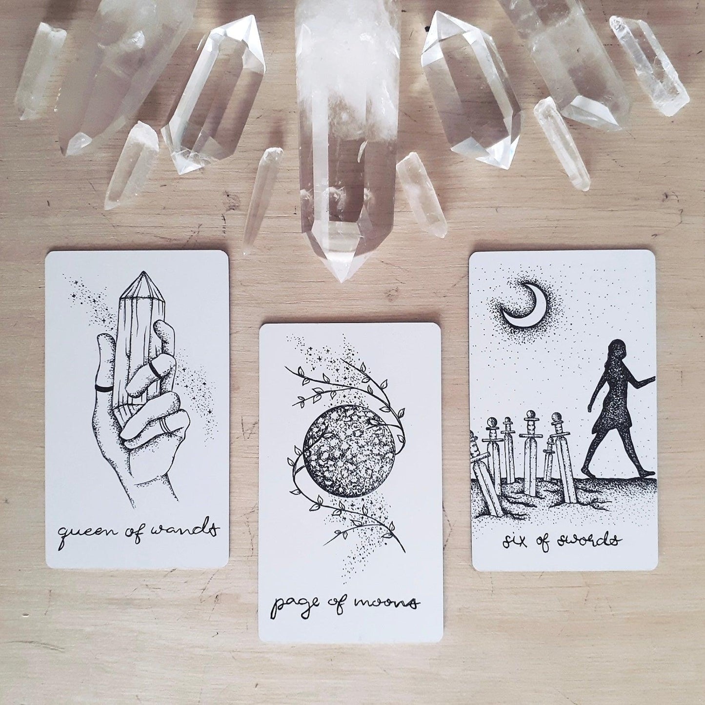 wandering moon tarot deck| holographic, hand illustrated tarot cards | indie tarot deck with guidebook | beginner tarot deck - The Wandering Moon Co.