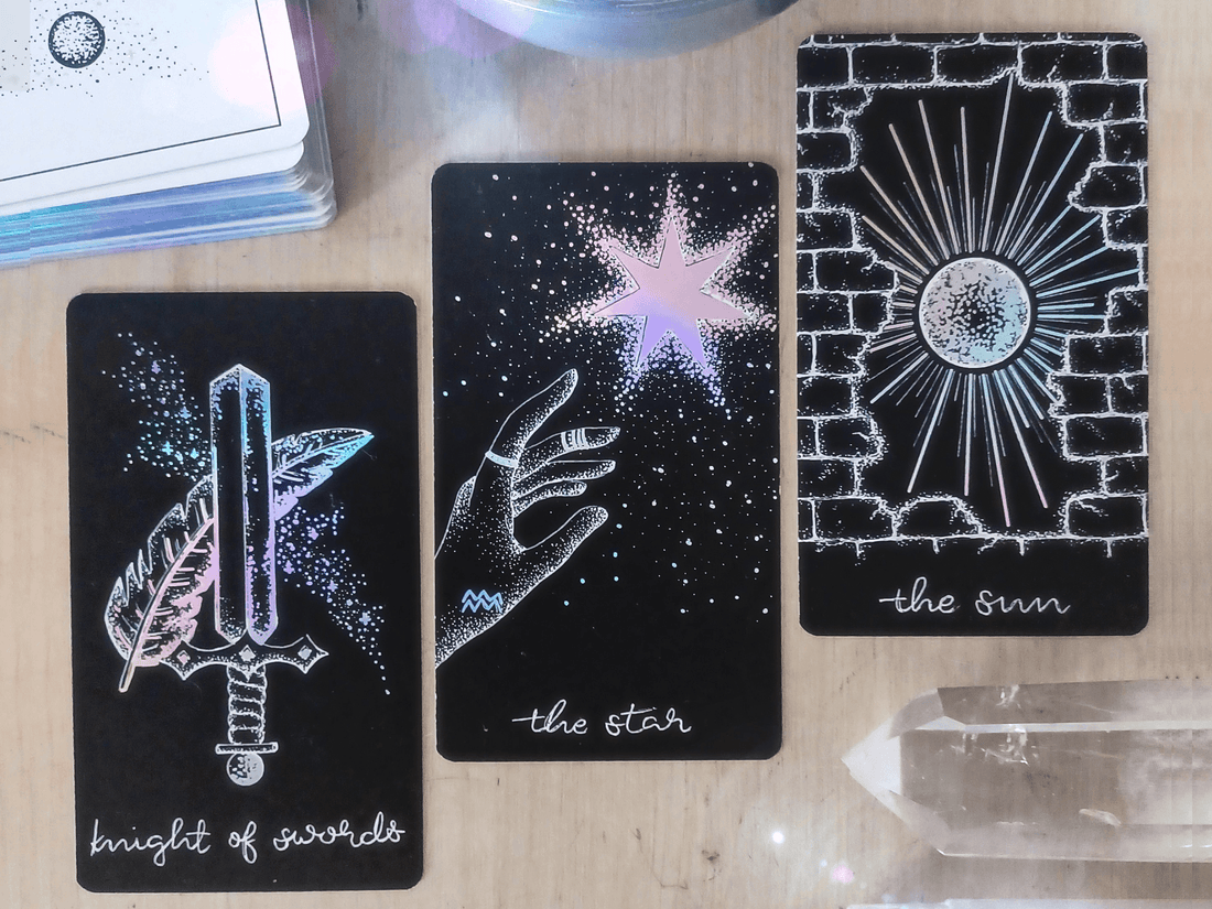 holographic tarot cards from the midnight sky tarot deck