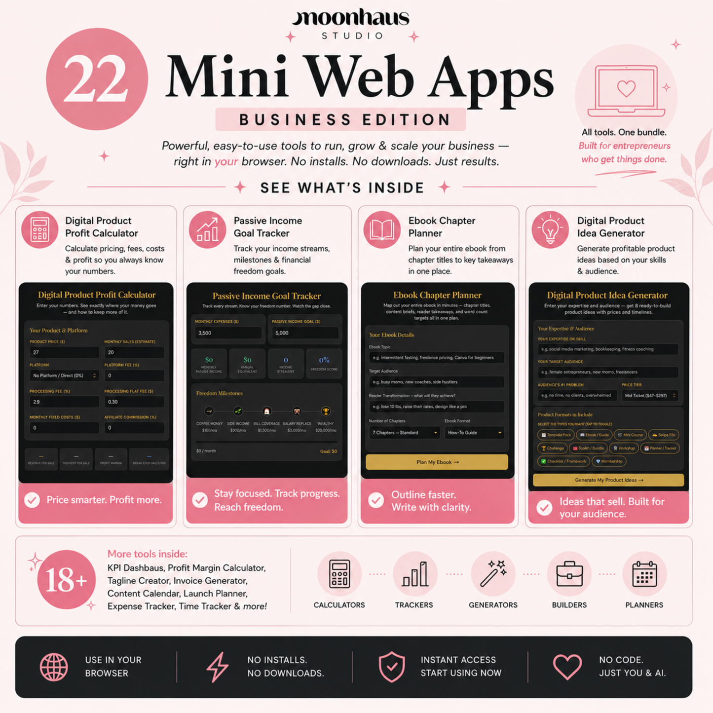 Web Apps: Small Business, Side Hustle | Digital Products | Budget Planner | Income Tracker | Claude AI