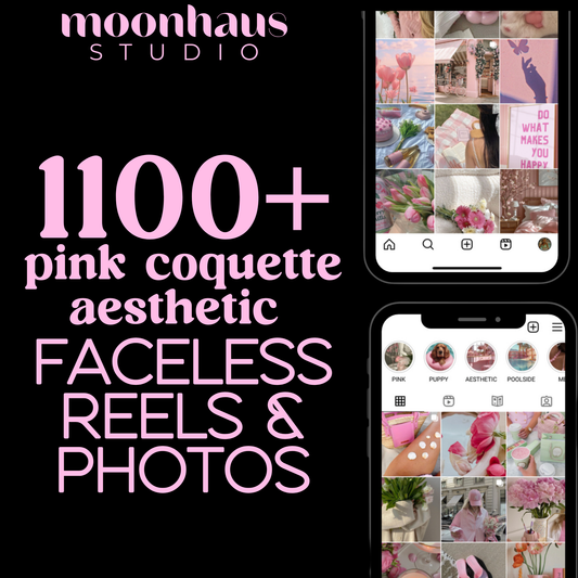 canva template: 1100+ pink coquettes aesthetic faceless reels & photos | faceless social media digital marketing | instagram reels templates