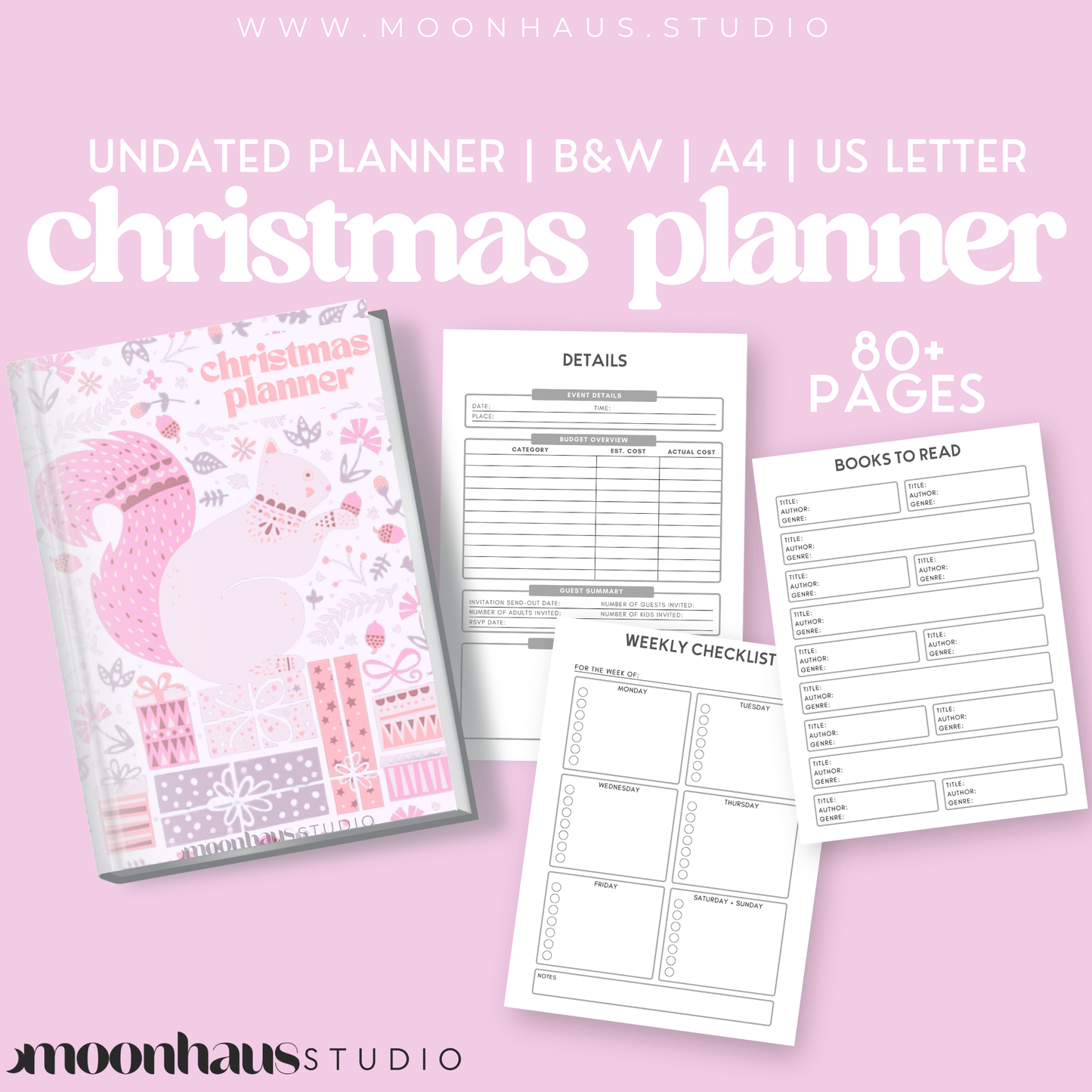 christmas planner canva template, editable & printable digital download