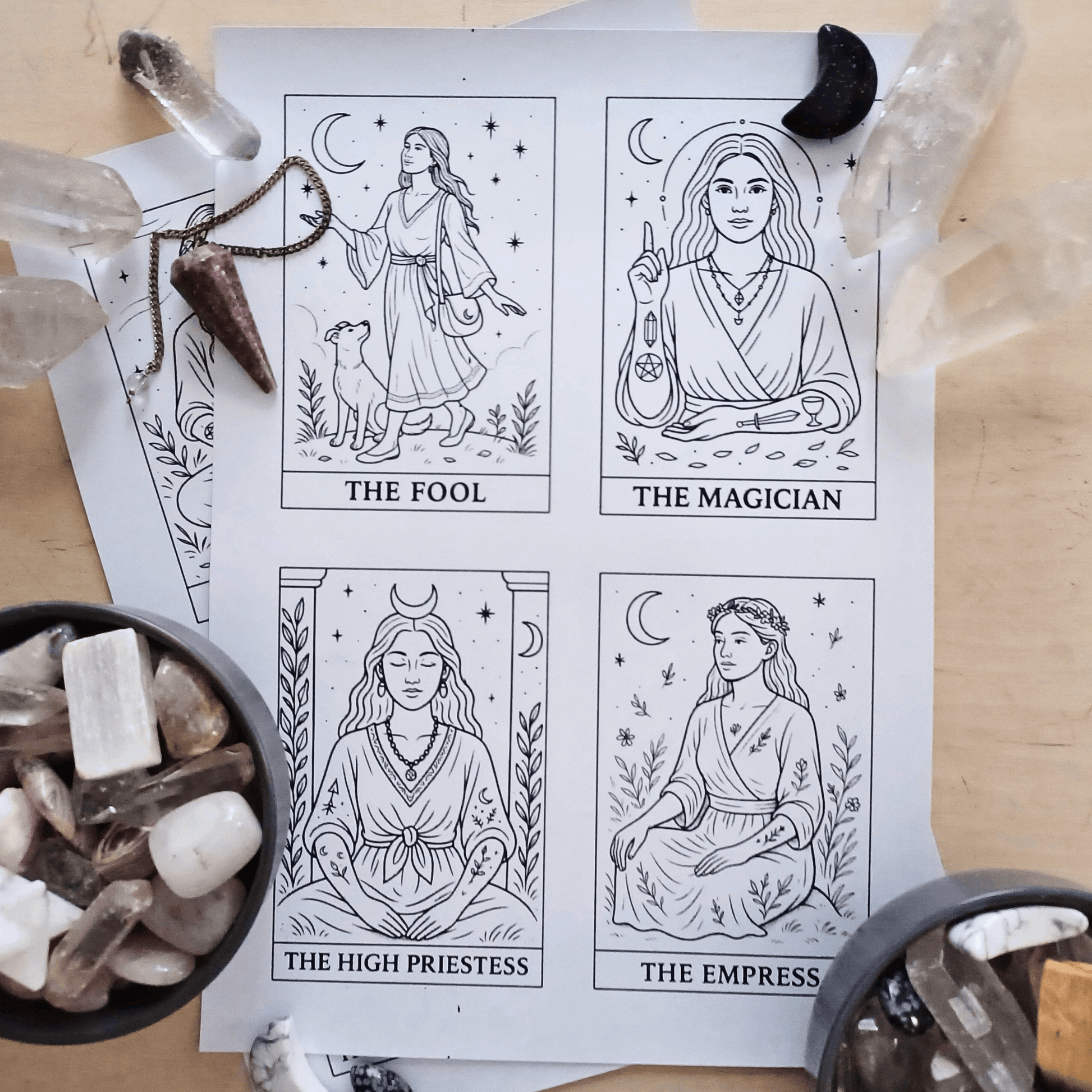 78 Tarot Card Colouring Pages Deck (( USE CODE AMANDA1 )) Printable Tarot Cards to Colour, Digital Mindful Art for Creatives & Tarot Lovers