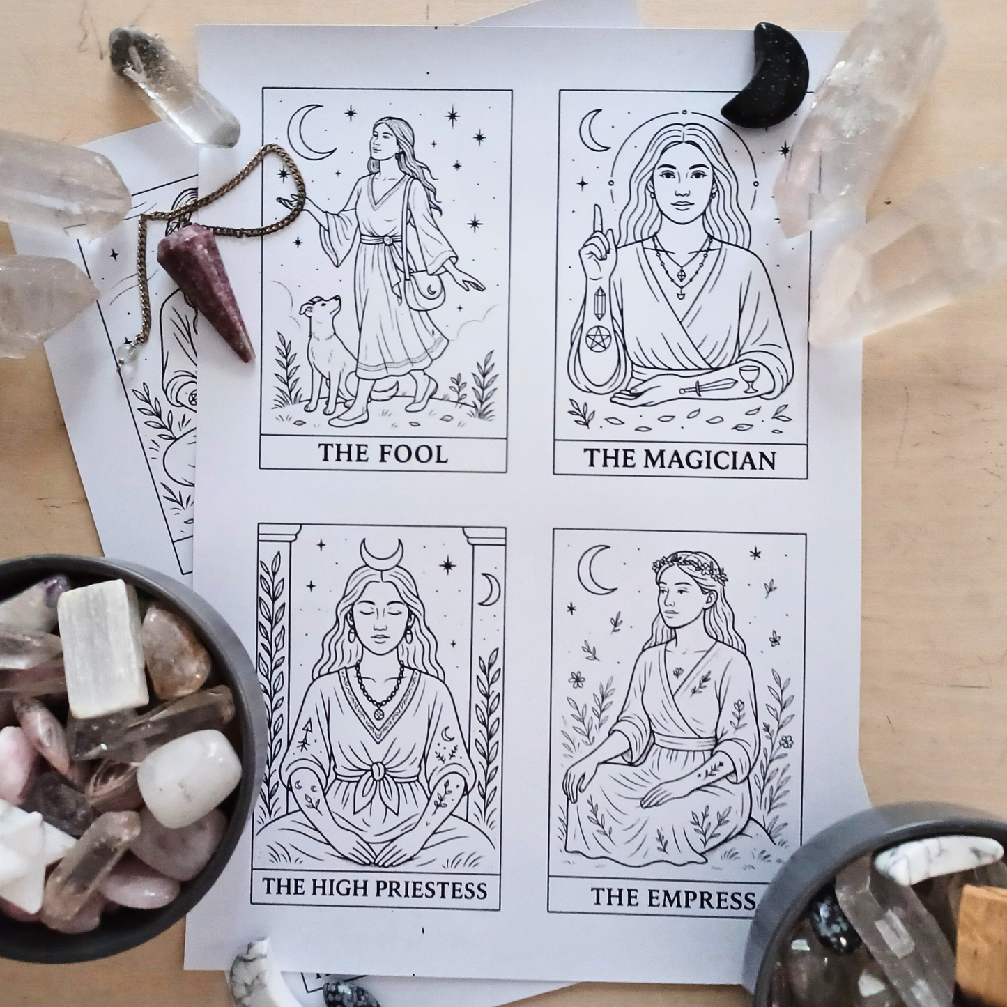 78 Tarot Colouring Pages Deck, Printable Tarot Cards to Colour, Digital Mindful Art for Creatives & Tarot Lovers