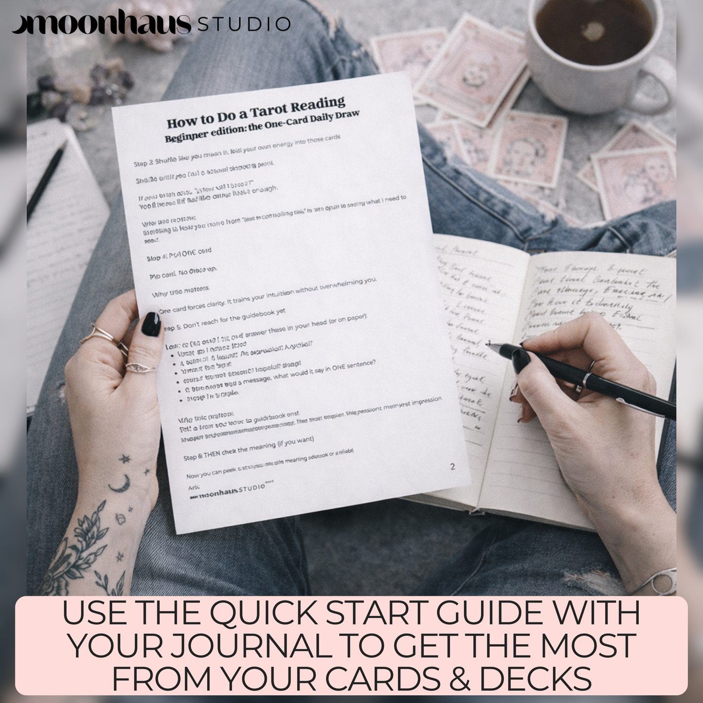 How to Do a Tarot Reading, Beginner Daily Card Guide PDF, Digital Printable Journal Page