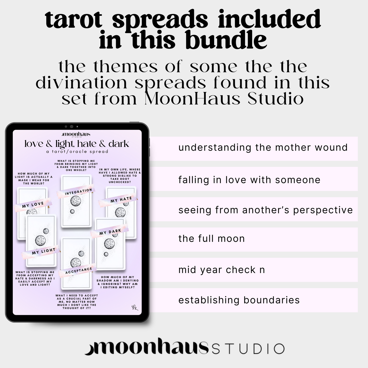 digital tarot spreads PDF: for tarot reading, tarot journal, workbook, tarot card reading, beginner tarot spread, printable, oracle reading