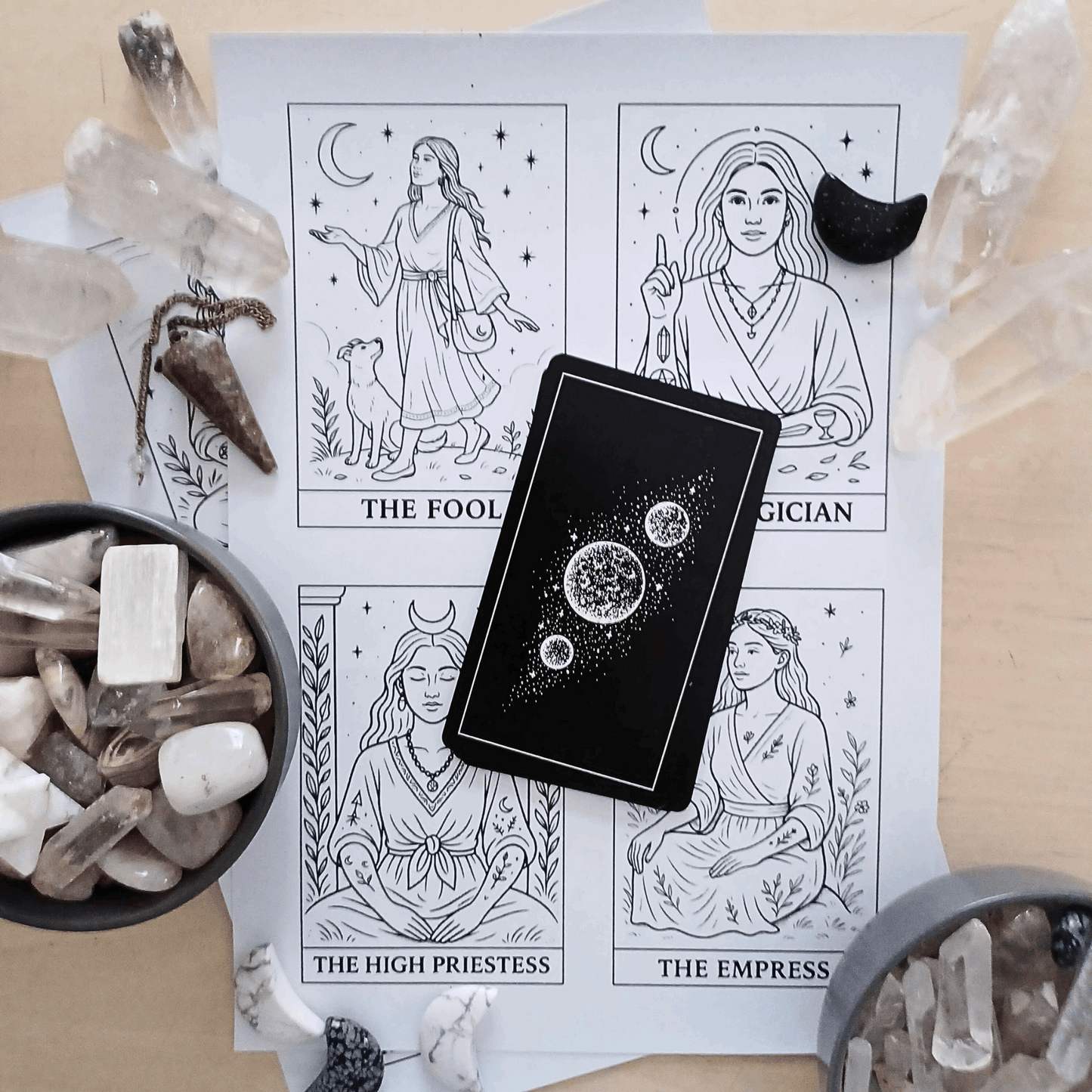78 Tarot Colouring Pages Deck, Printable Tarot Cards to Colour, Digital Mindful Art for Creatives & Tarot Lovers