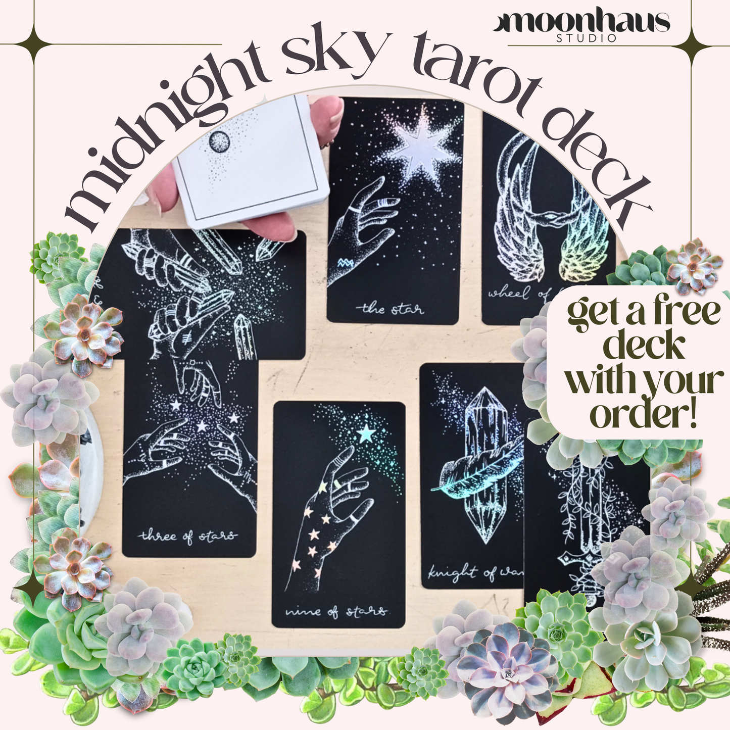 indie tarot deck: Midnight Sky, aesthetic 81 cards, guidebook