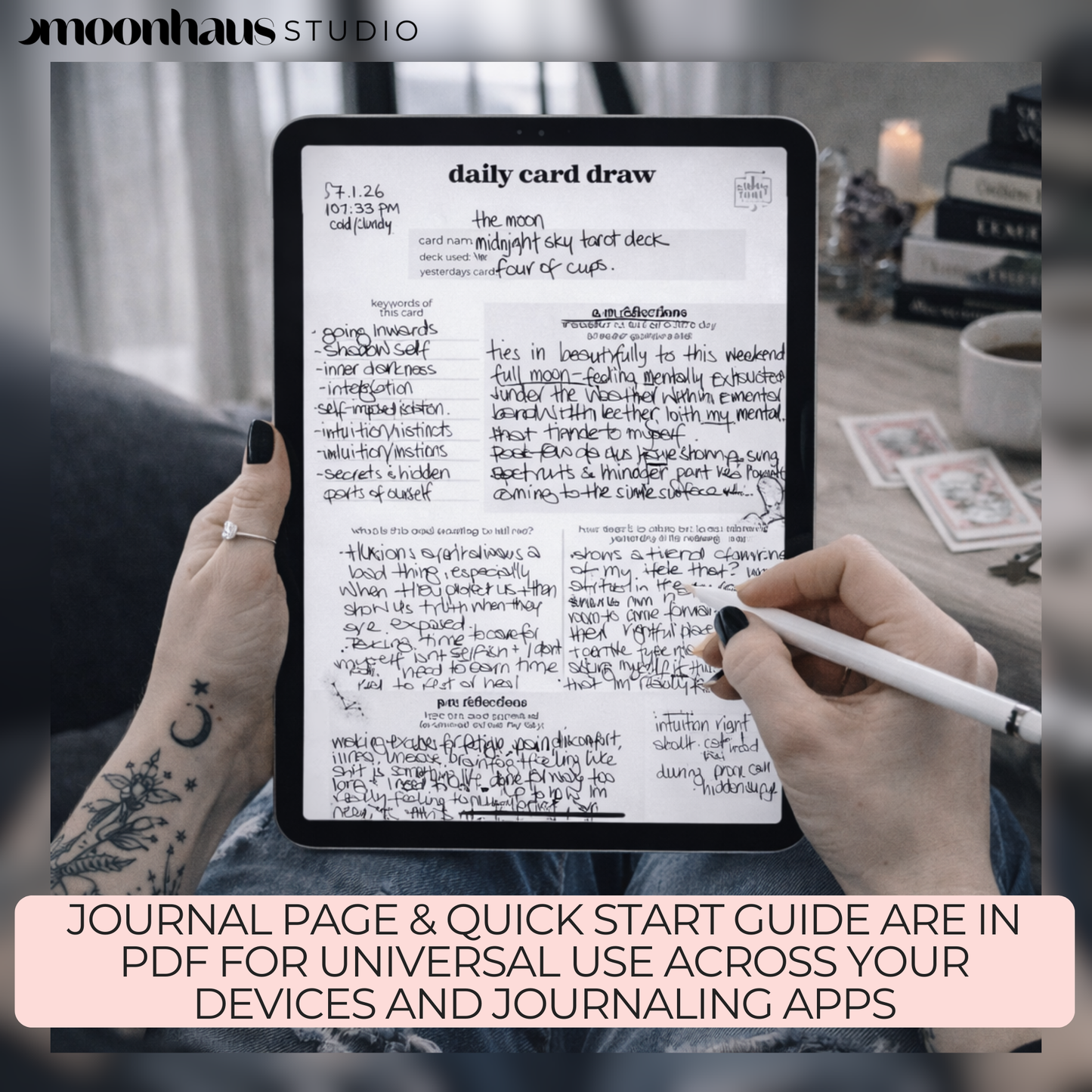 How to Do a Tarot Reading, Beginner Daily Card Guide PDF, Digital Printable Journal Page