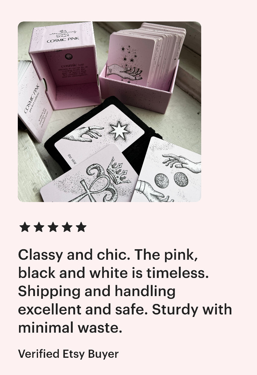 mini tarot deck: cosmic pink - pocket tarot cards, guidebook, box, holographic, unique & cute