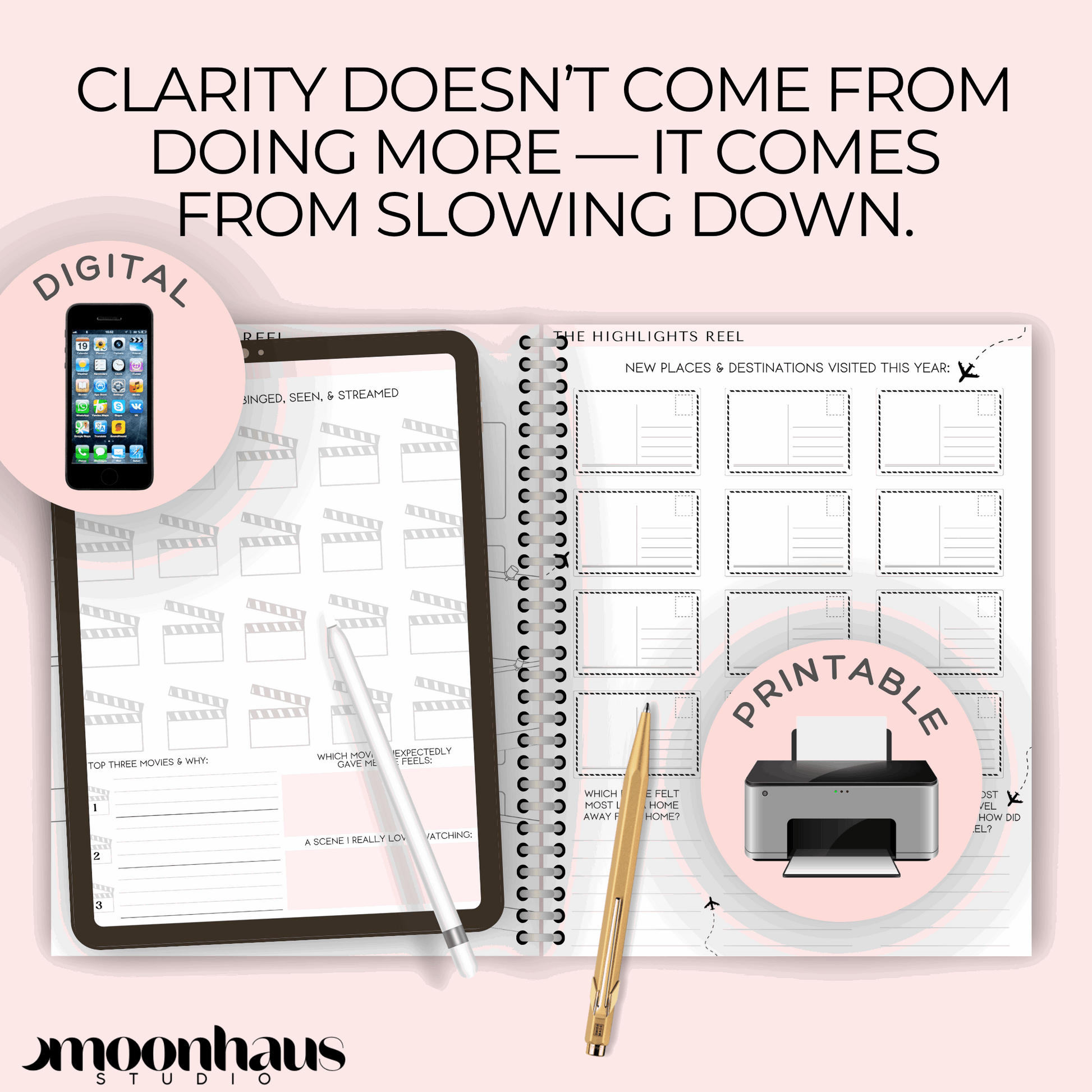 Your Year In Review: A Reflective Journal, 46 Pages PDF with Bonus