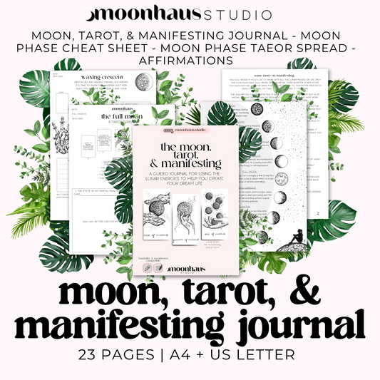moon, tarot, and manifesting journal, digital download