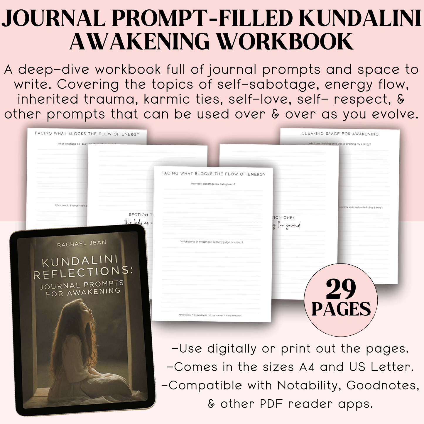 Kundalini Awakening: a journal & workbook set | PDF Printable Digital | Instant Download