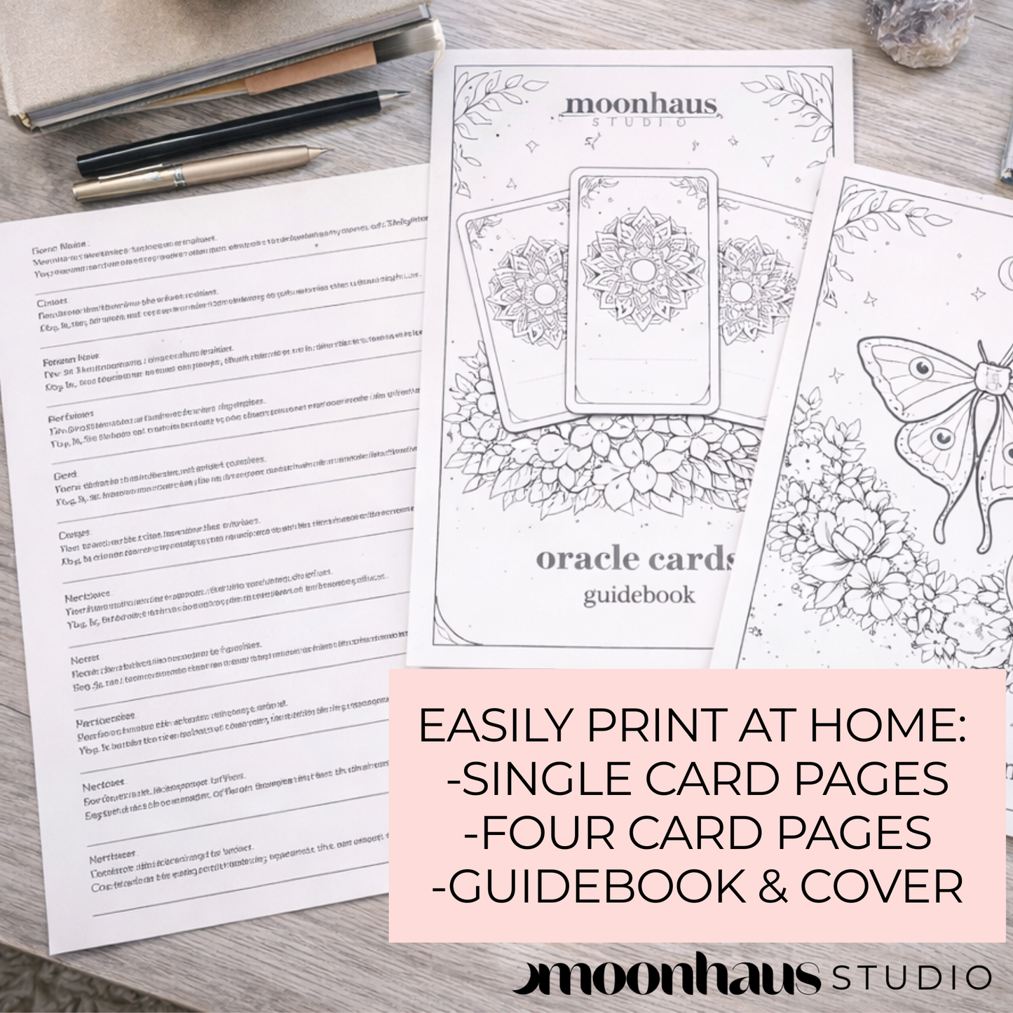 50 Printable Oracle Card Deck of Colouring Pages, Printable & Digital