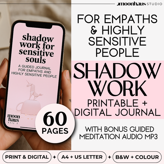 shadow work journal for empaths and highly sensitive people - guidebook, journal and workbook across 60 pages | printable digital PDF | for inner child work and trauma healing