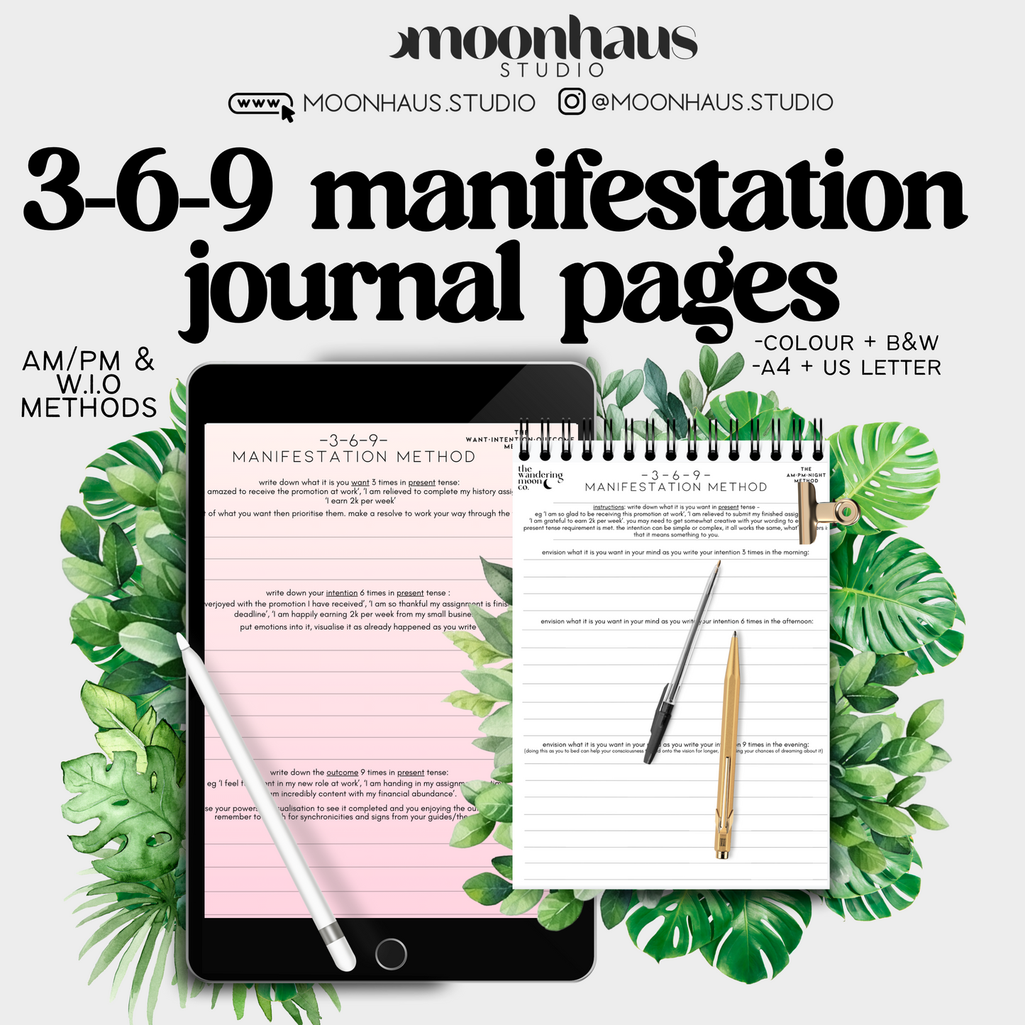 369 manifestation method journal page PDF: digital & printable, instant download