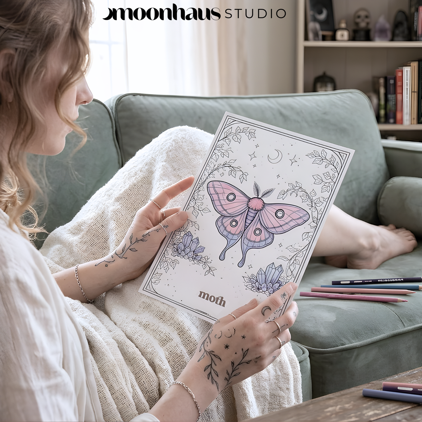 50 Printable Oracle Card Deck of Colouring Pages, Printable & Digital