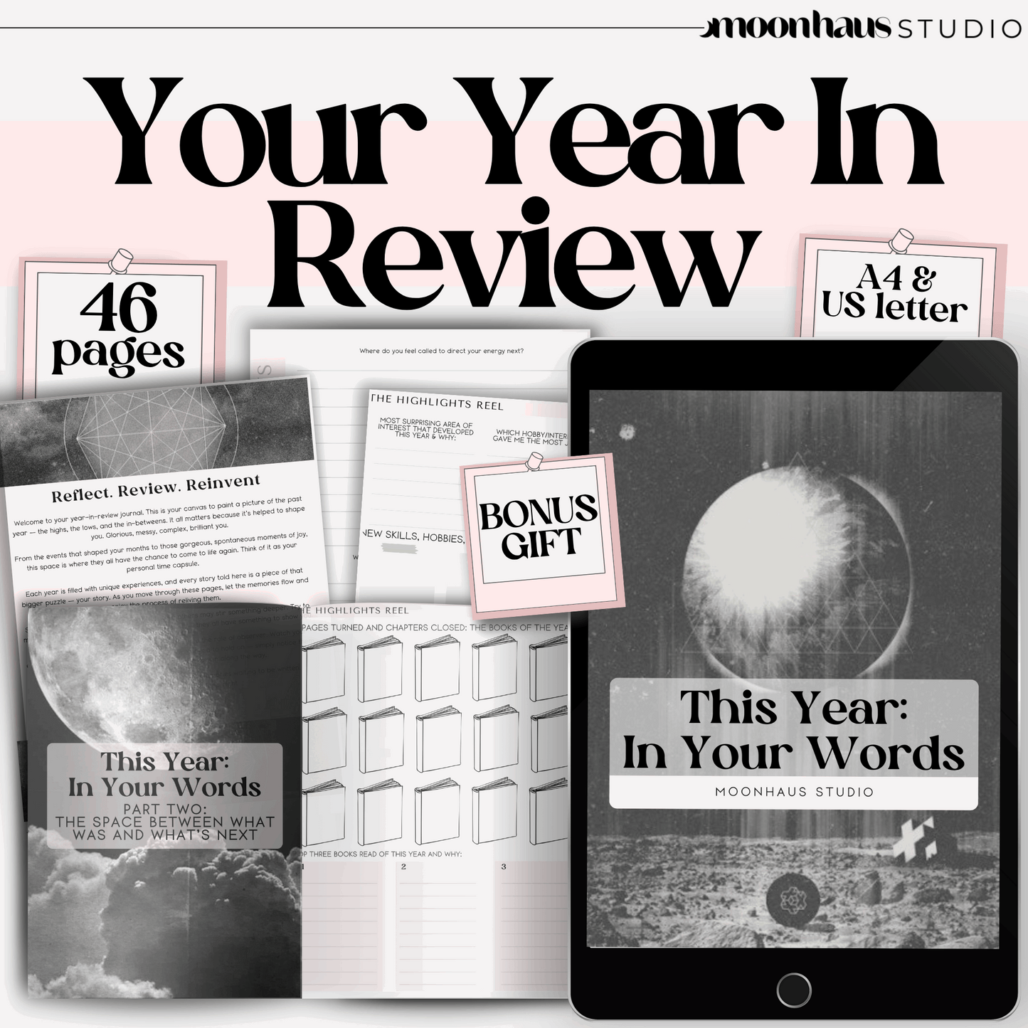 Your Year In Review: A Reflective Journal, 46 Pages PDF with Bonus