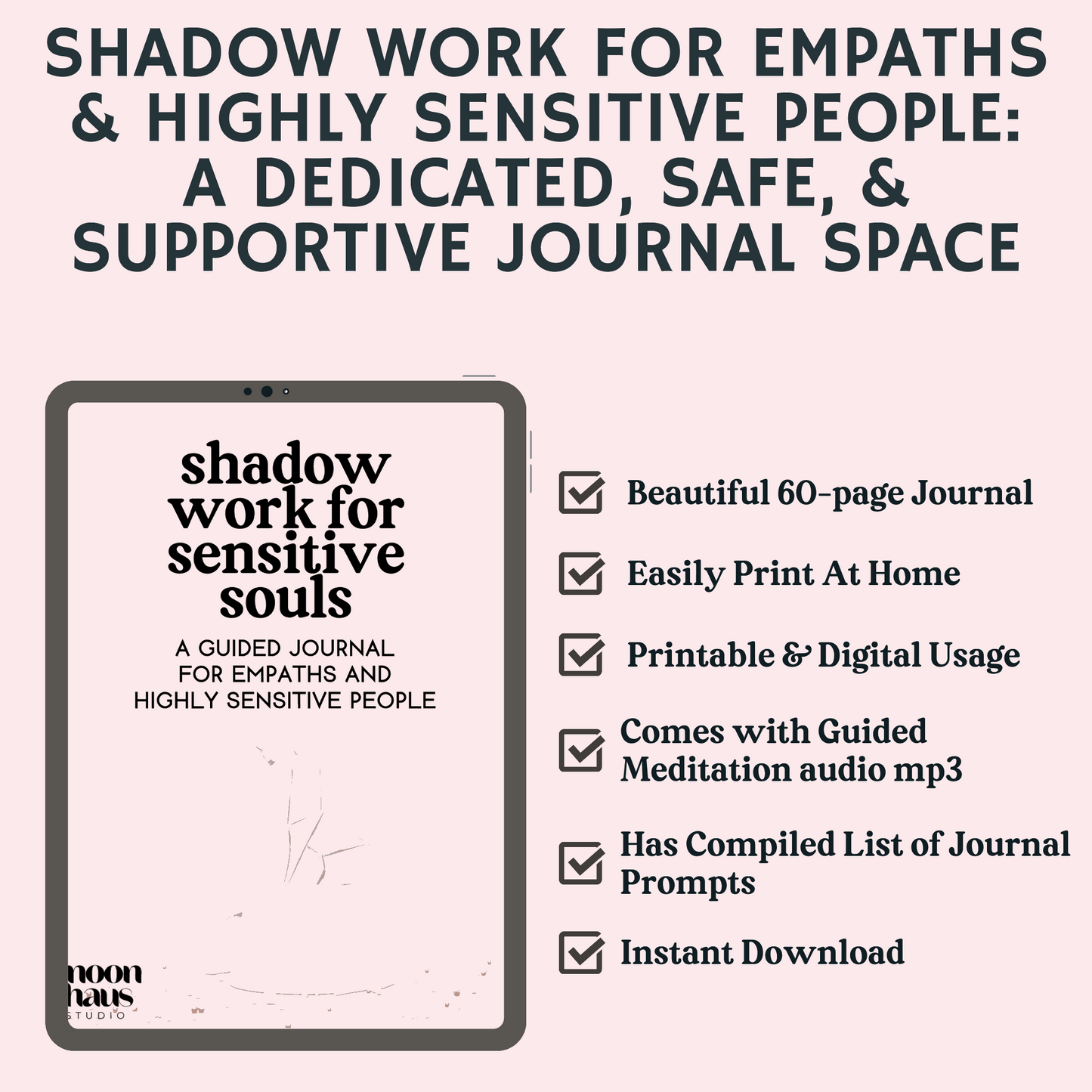 Shadow Work Journal Ebook for Empaths & Highly Sensitive People - guidebook, workbook | printable digital PDF | inner child, trauma healing