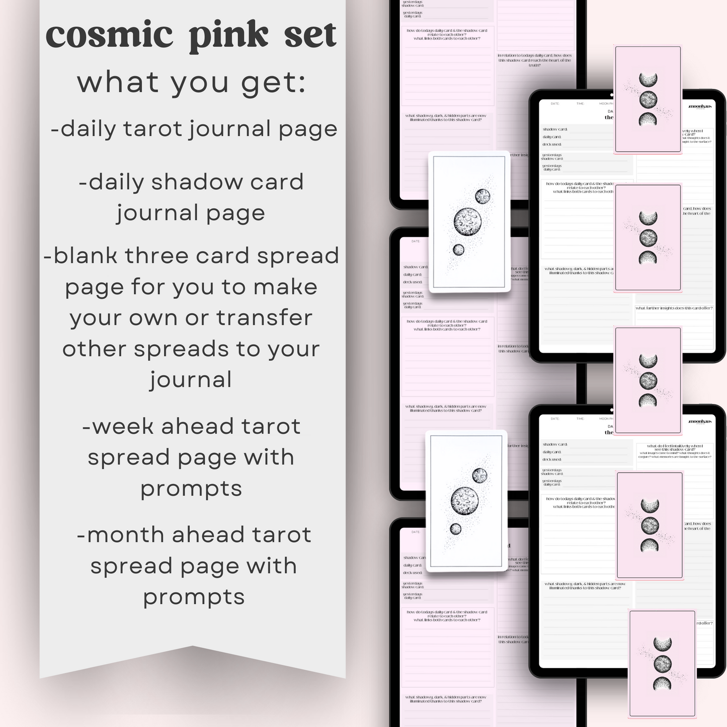 free download: tarot spread and journal set in Cosmic Pink PDF freebie