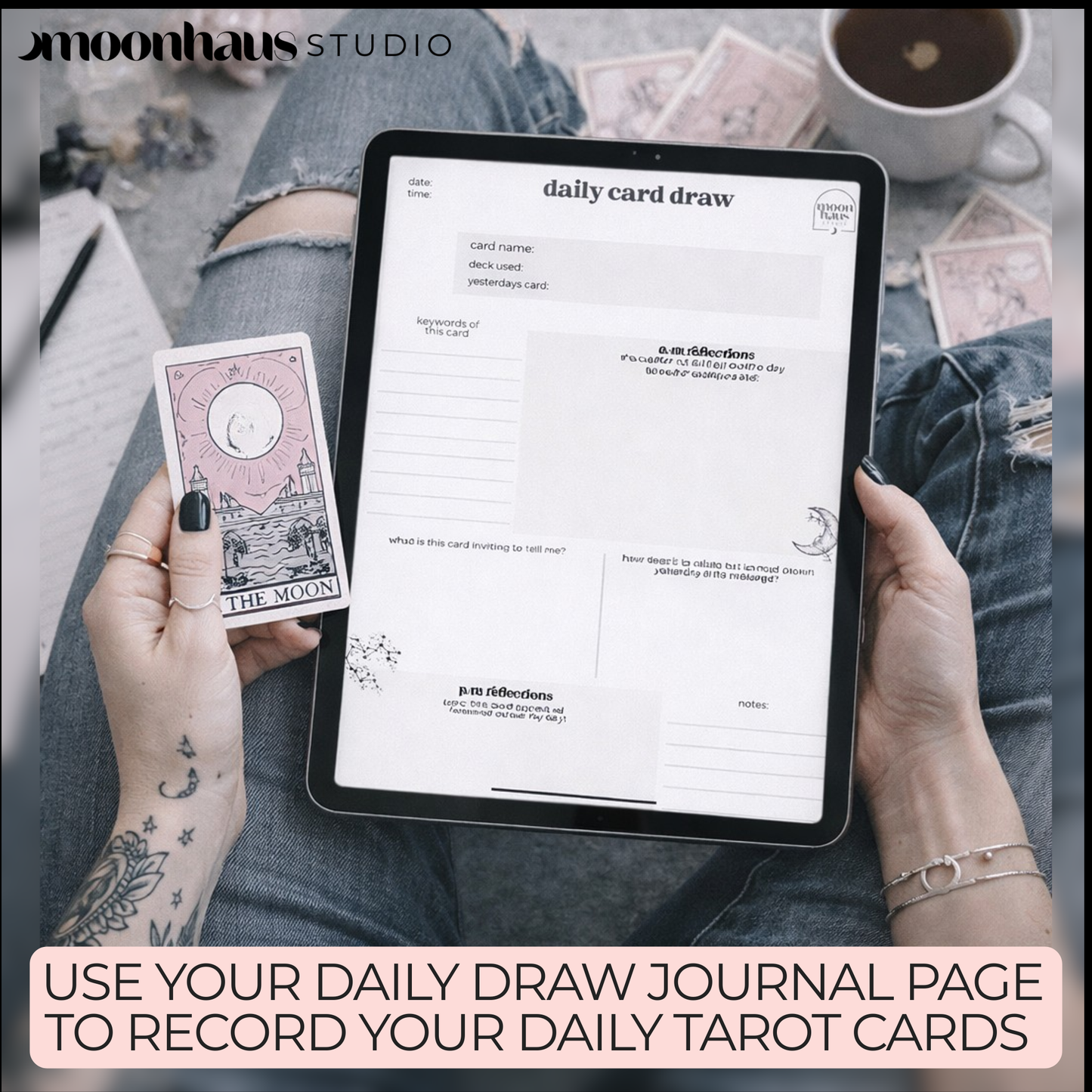 How to Do a Tarot Reading, Beginner Daily Card Guide PDF, Digital Printable Journal Page