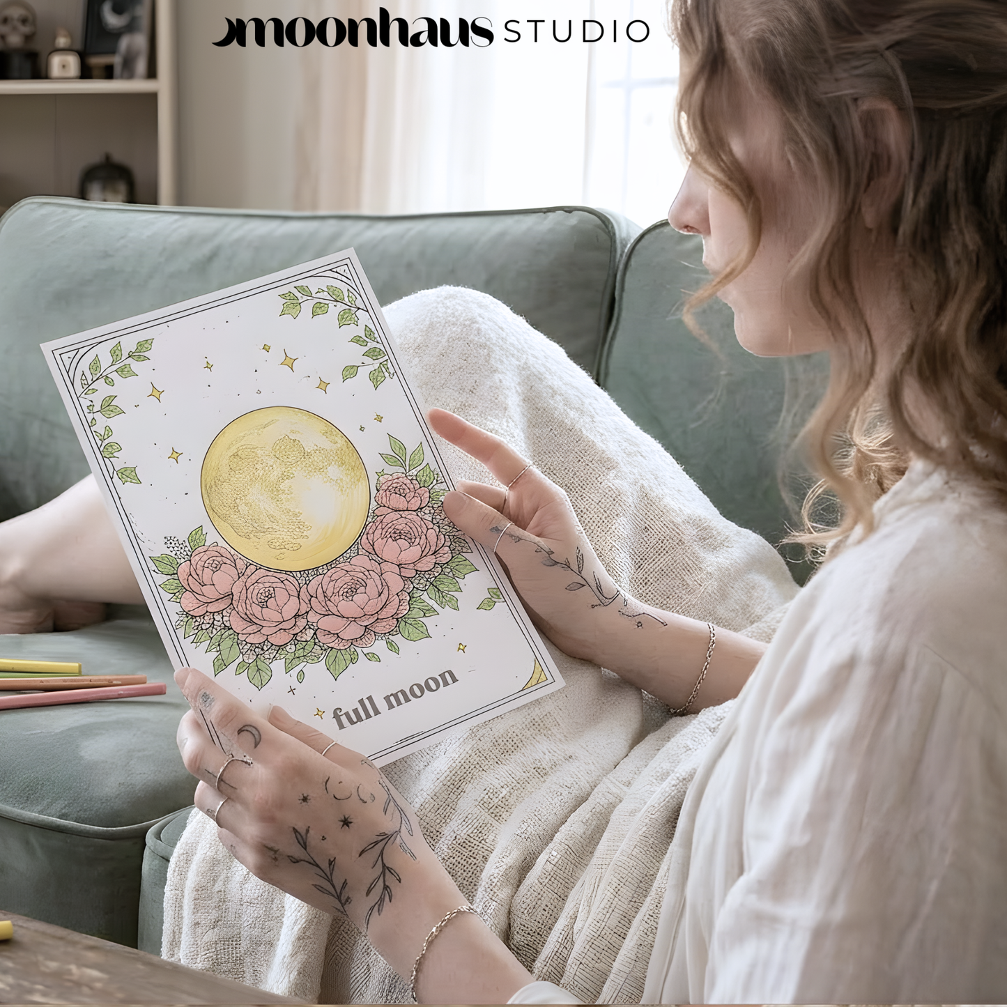 50 Printable Oracle Card Deck of Colouring Pages, Printable & Digital