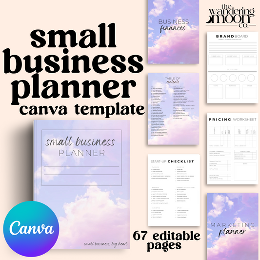 canva template: small business planner - 67 editable pages
