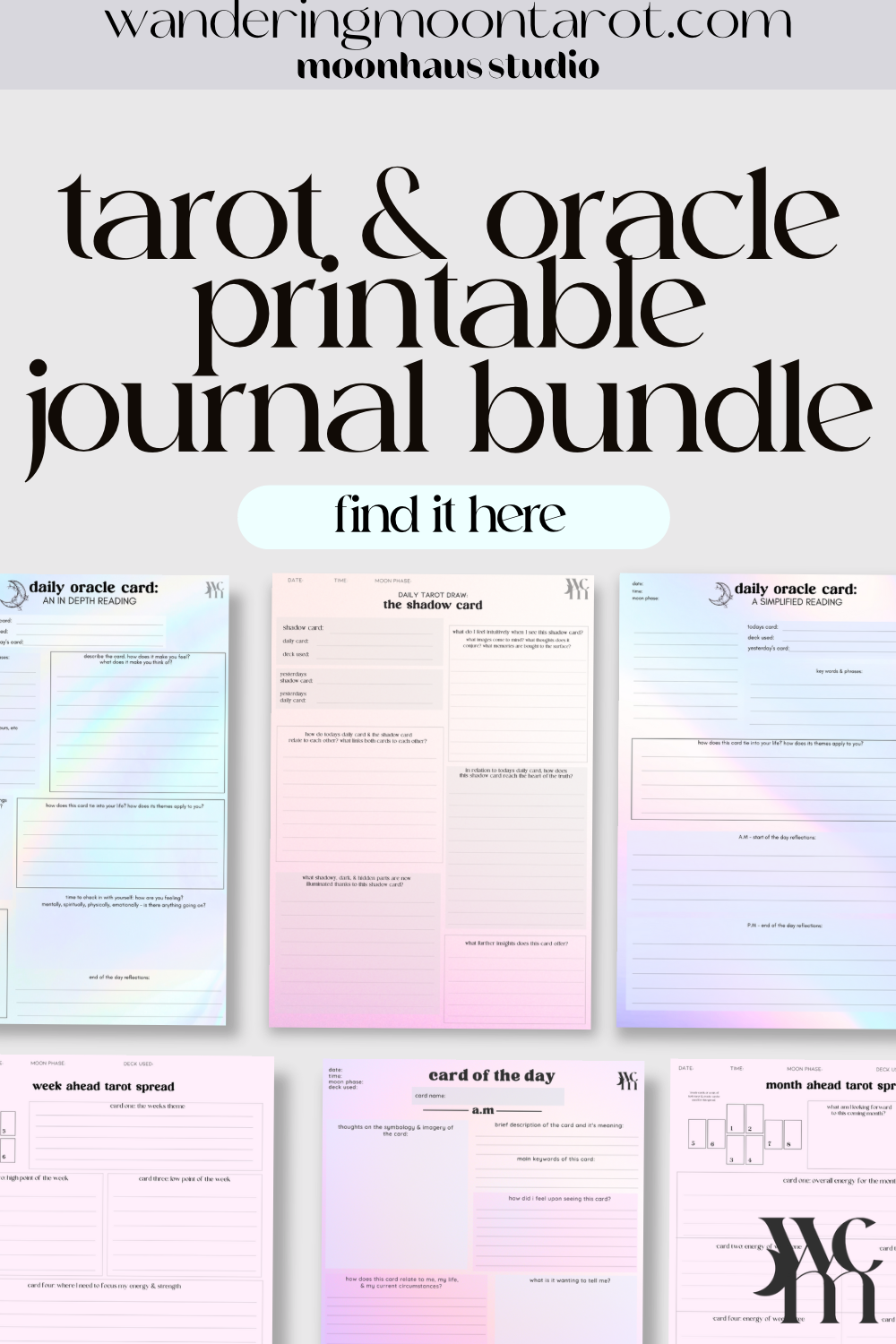 tarot & oracle journaling bundle - daily journal pages