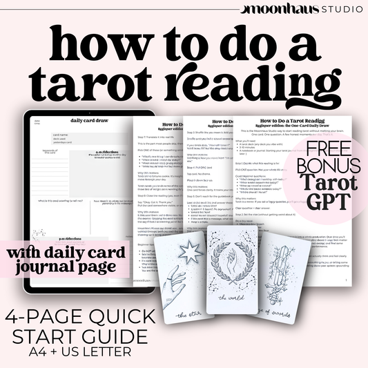 How to Do a Tarot Reading, Beginner Daily Card Guide PDF, Digital Printable Journal Page