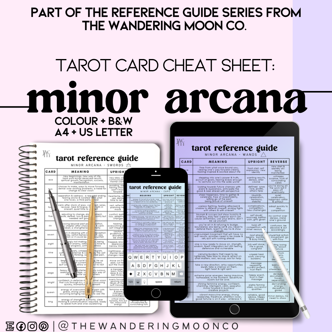 tarot cheat sheet: minor arcana – moon haus studio