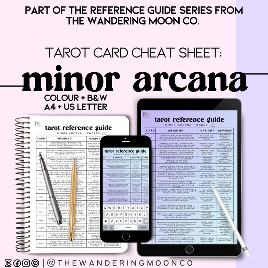 tarot cheat sheet: minor arcana