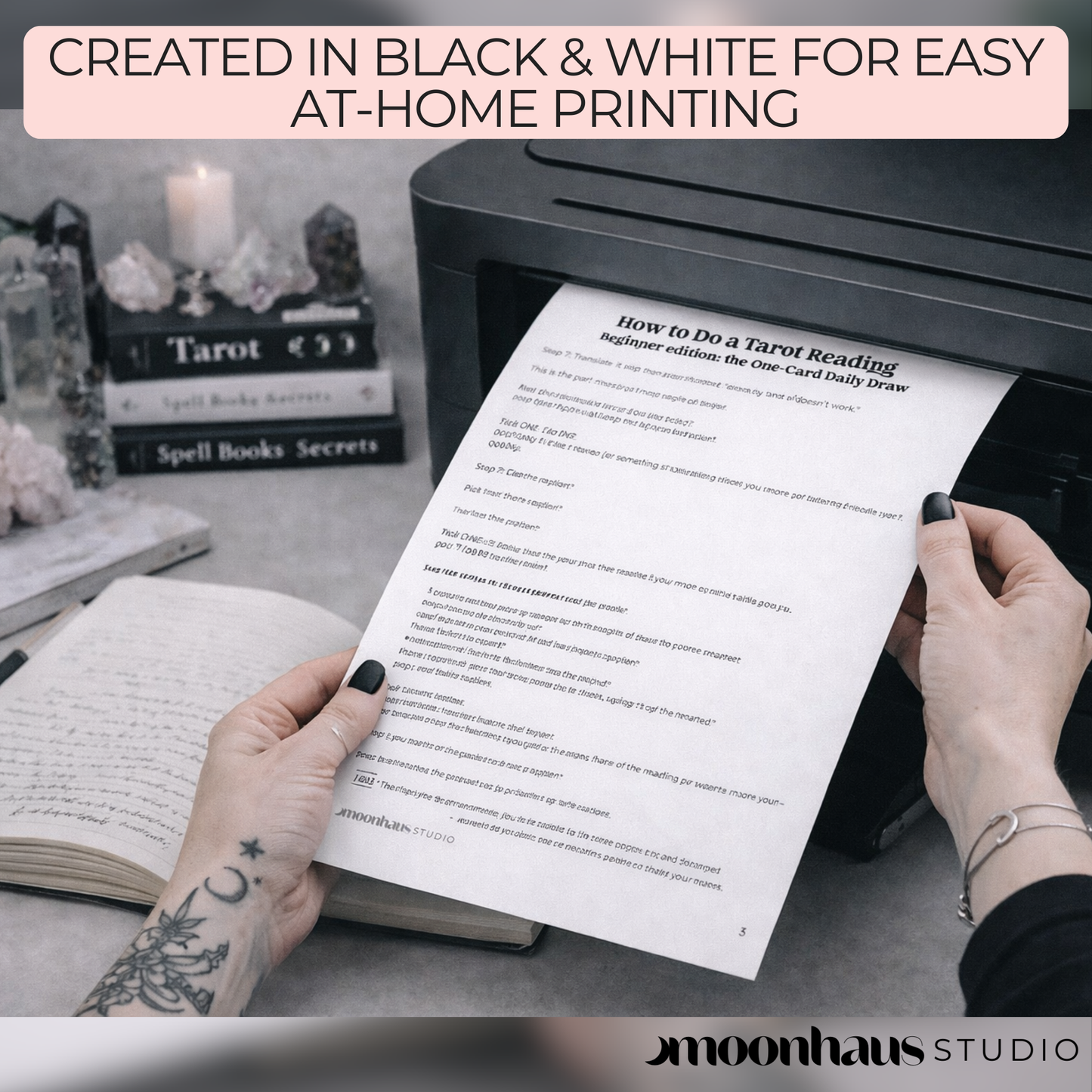 How to Do a Tarot Reading, Beginner Daily Card Guide PDF, Digital Printable Journal Page