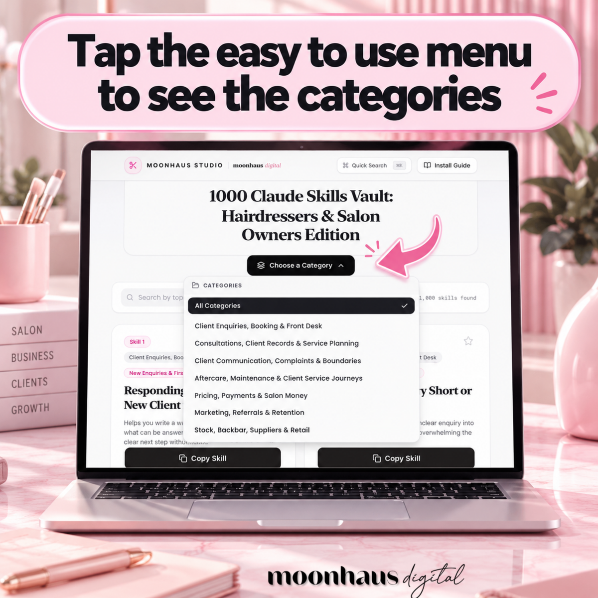 1000 Claude Skills: Hairdressers, Hair Stylists, Salon Owners | Small Business AI Skill Prompt Pack for Claude, ChatGPT