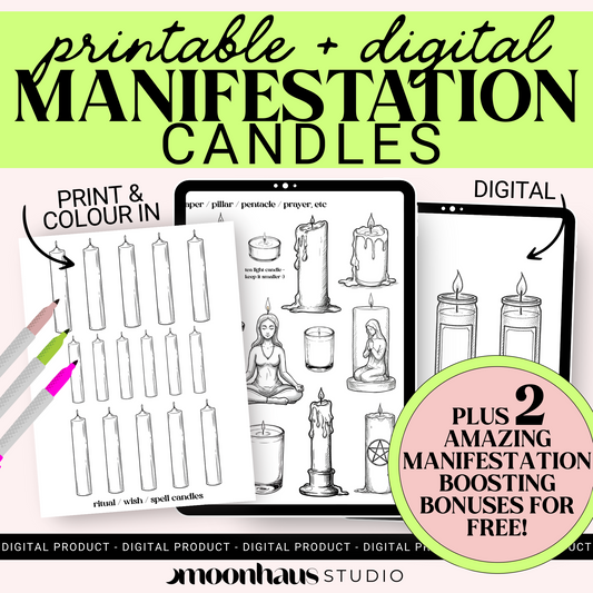 Printable Manifestation Candles: Ritual Spellwork PDF (Digital Download)
