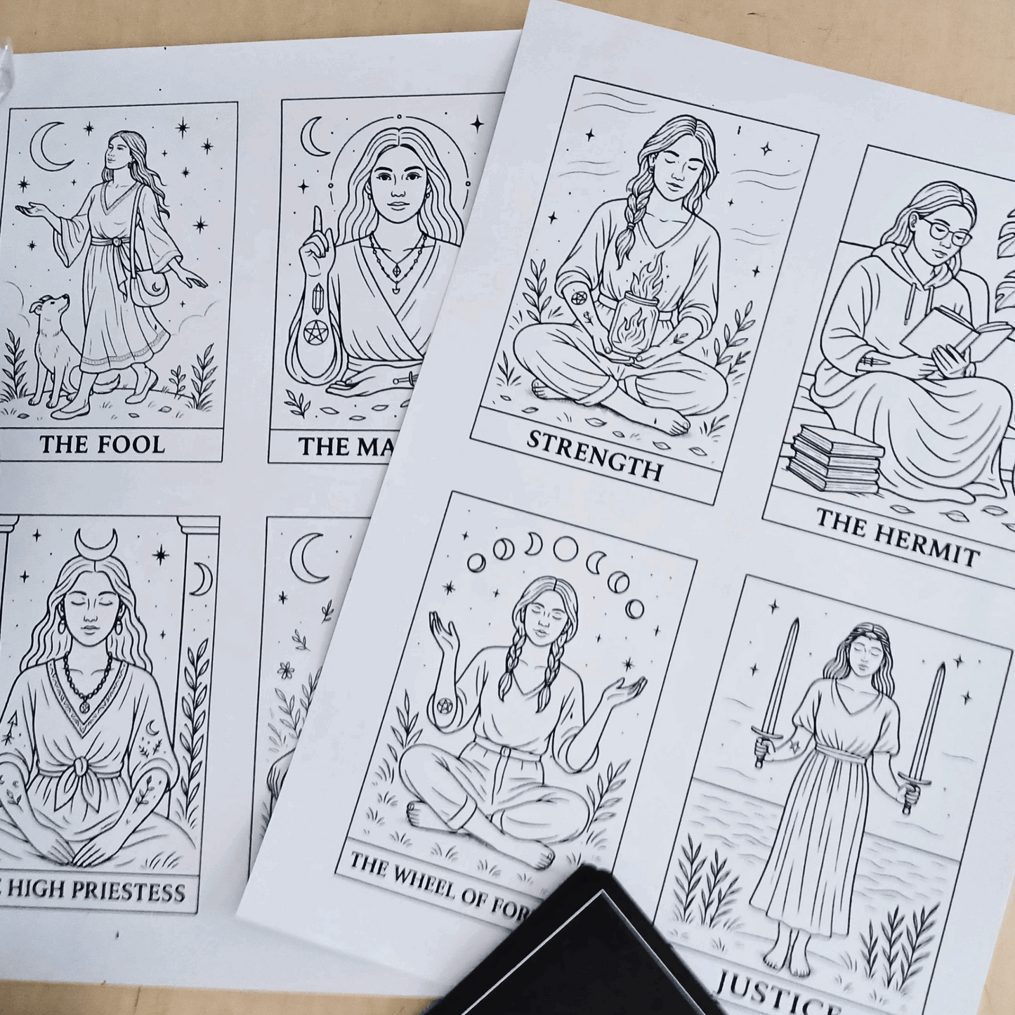 78 Tarot Colouring Pages Deck, Printable Tarot Cards to Colour, Digital Mindful Art for Creatives & Tarot Lovers