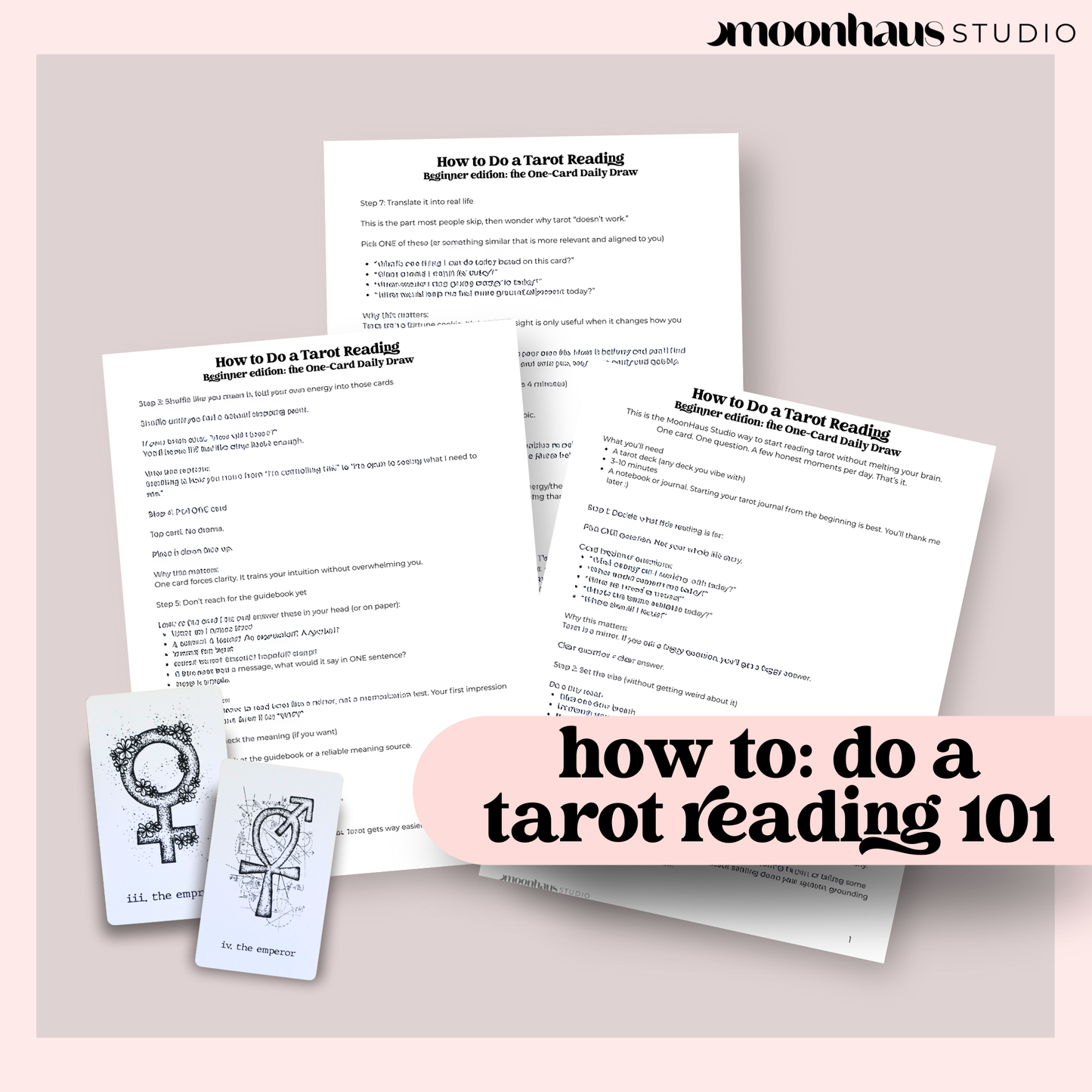 How to Do a Tarot Reading, Beginner Daily Card Guide PDF, Digital Printable Journal Page