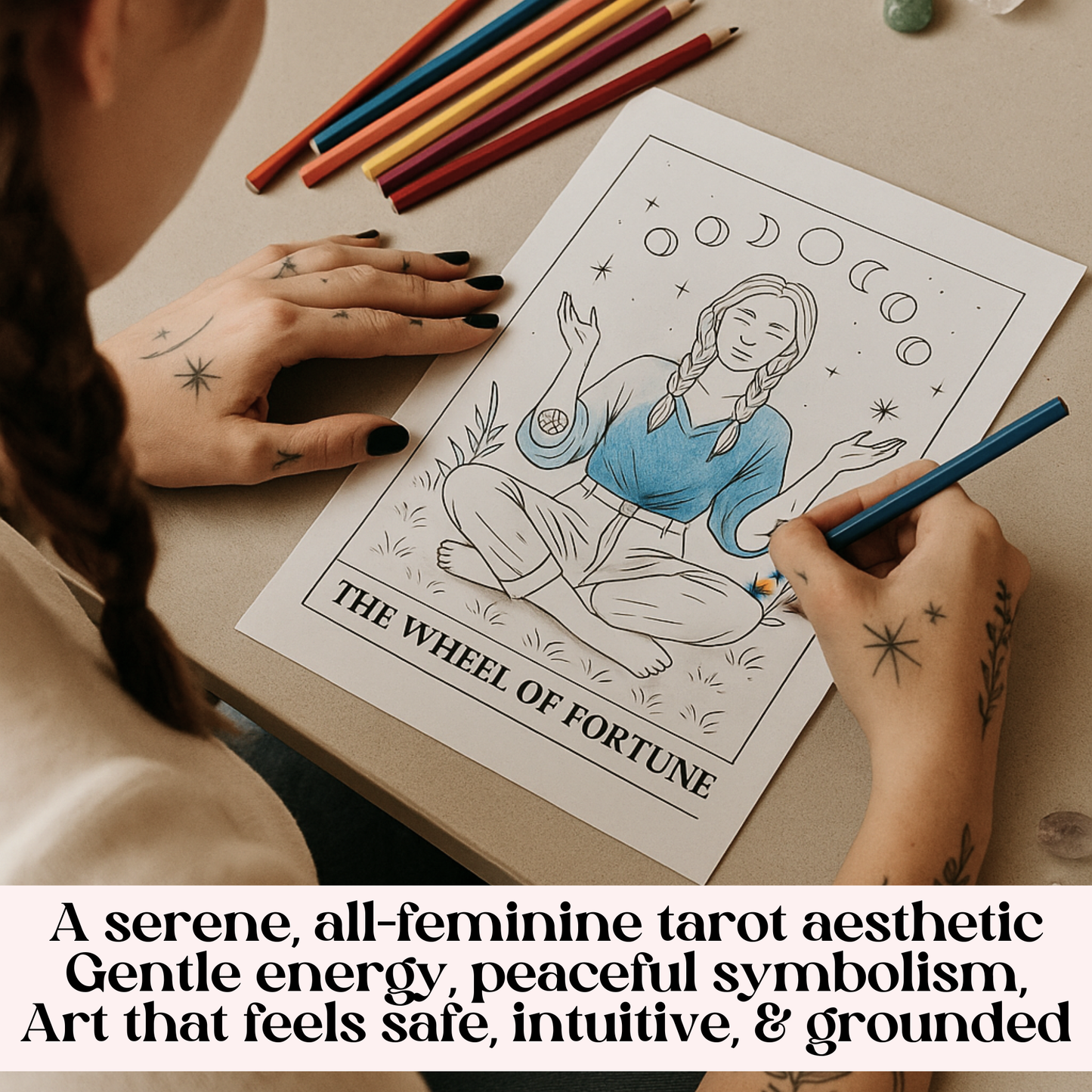78 Tarot Colouring Pages Deck, Printable Tarot Cards to Colour, Digital Mindful Art for Creatives & Tarot Lovers
