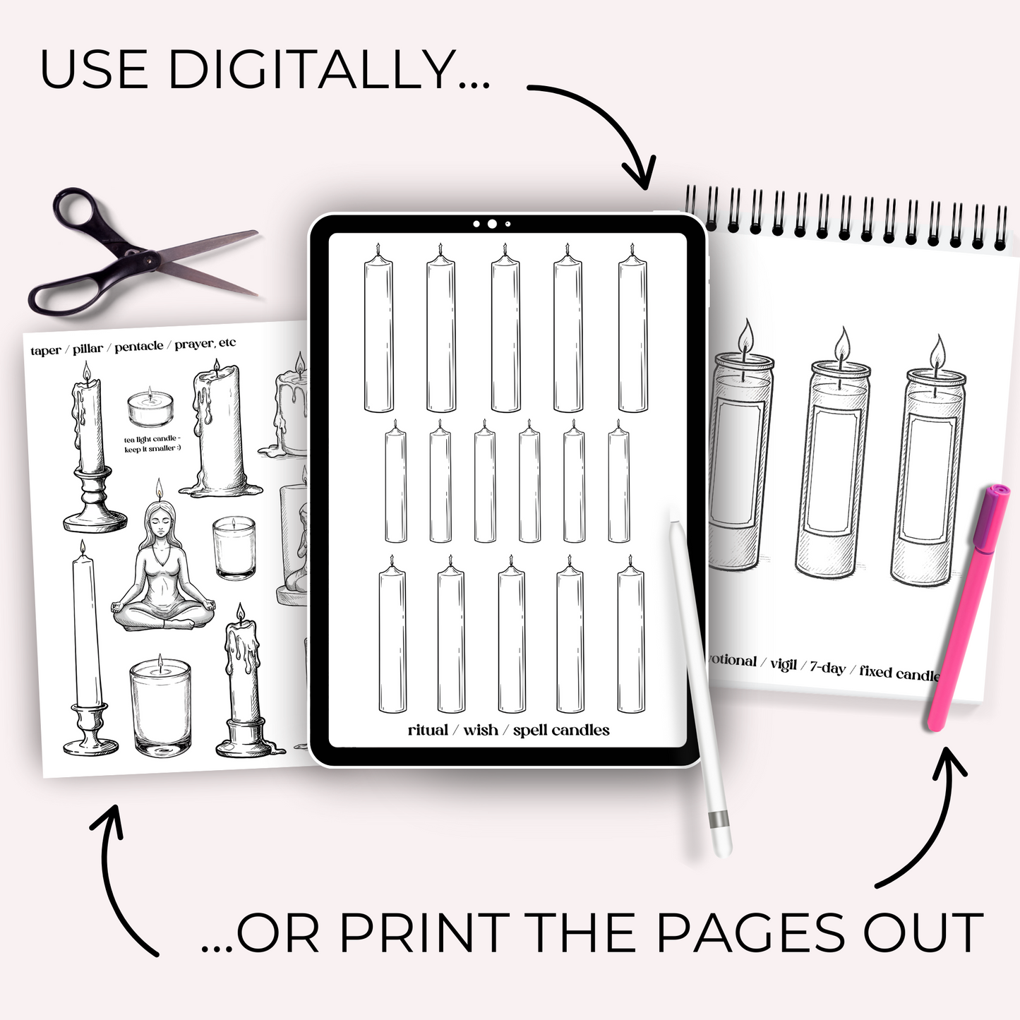 Printable Manifestation Candles: Ritual Spellwork PDF (Digital Download)